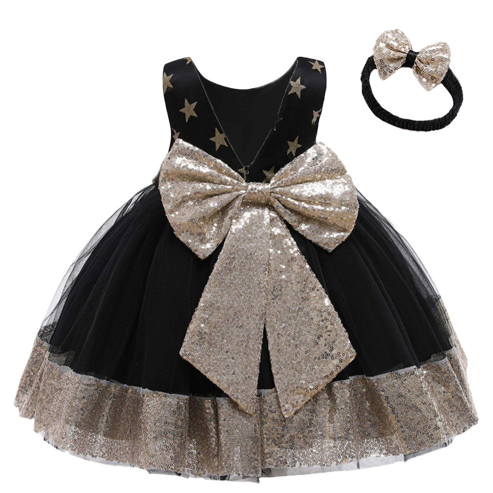 Baby Girls Formal Dress - Lace Bowknot Baptism Gown with Embroidery & Headwear | Princess Birthday, Wedding & Flower Girl Tutu Dress for Special Occasions