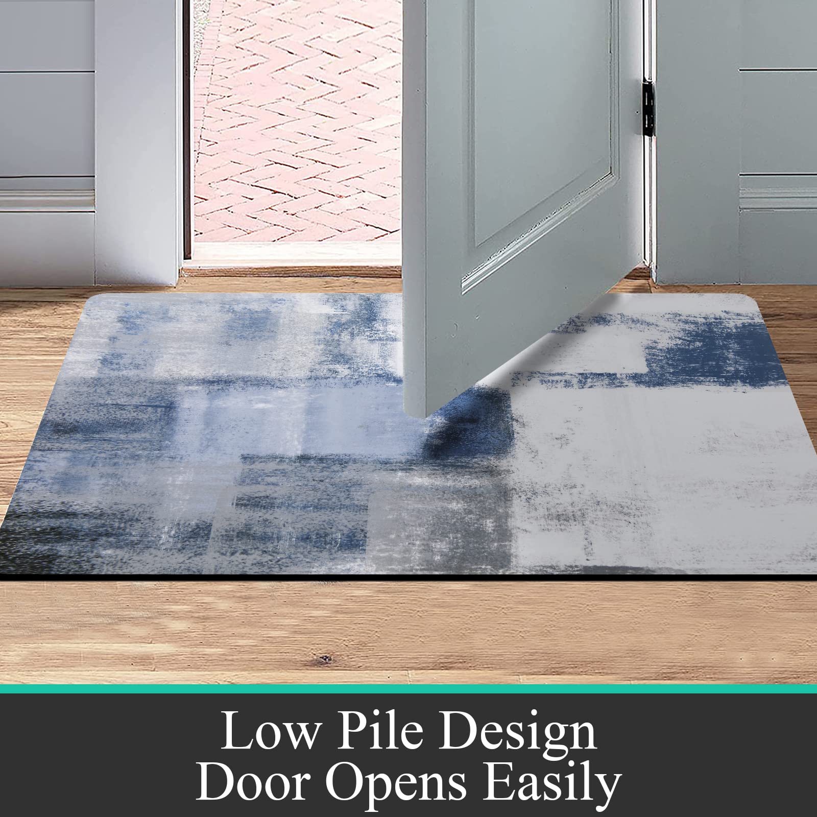 Premium 3-Piece Non-Slip Farmhouse Kitchen Rug Set - Washable, Cushioned & Waterproof Floor Mats with Runner - Perfect for Hallway, Kitchen & Laundry Room - Blue Home Decor (Great for High-Traffic Areas & Spill Protection)