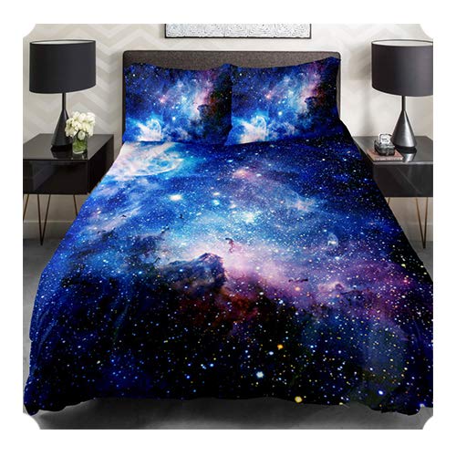 xk3 Reversible 3-Piece Galaxy Duvet Cover Set - 100% Polyester Soft Luxury Bedding for Twin/Full/Queen/King Size (Blue) - Perfect for Teen Rooms, Dorm Decor & Modern Bedroom Makeovers