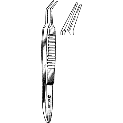 Bechert McPherson Tying Forceps With Platform 83mm Angled - Surgical Precision Forceps for Microsurgery & Ophthalmic Procedures - Model 66 6178 - Ideal for Delicate Tissue Handling in Medical & Veterinary Use