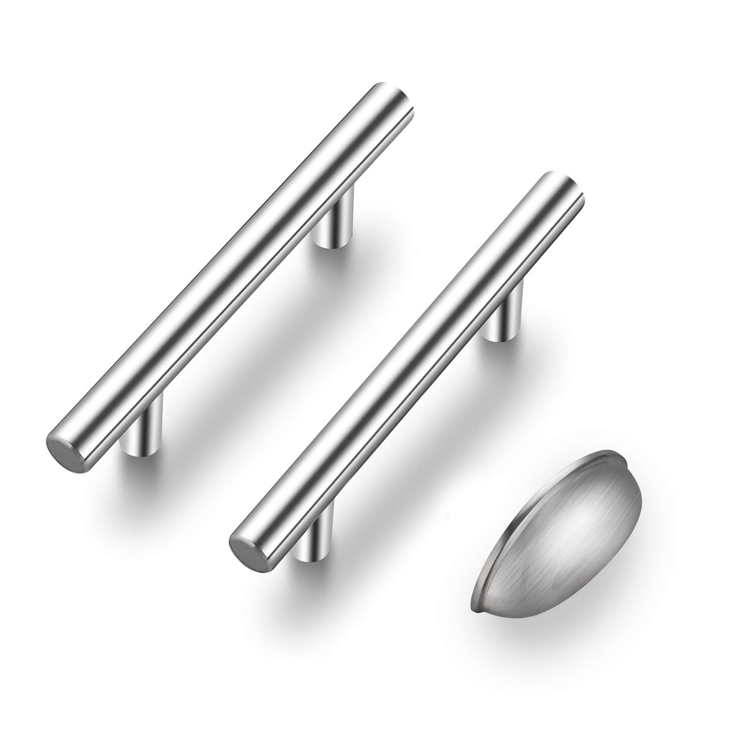 25 Pack 6 Inch & 15 Pack 3 Inch Brushed Nickel Cabinet Pulls and Cup Pulls - Modern Drawer Handles for Kitchen, Bathroom, Office Furniture Upgrade