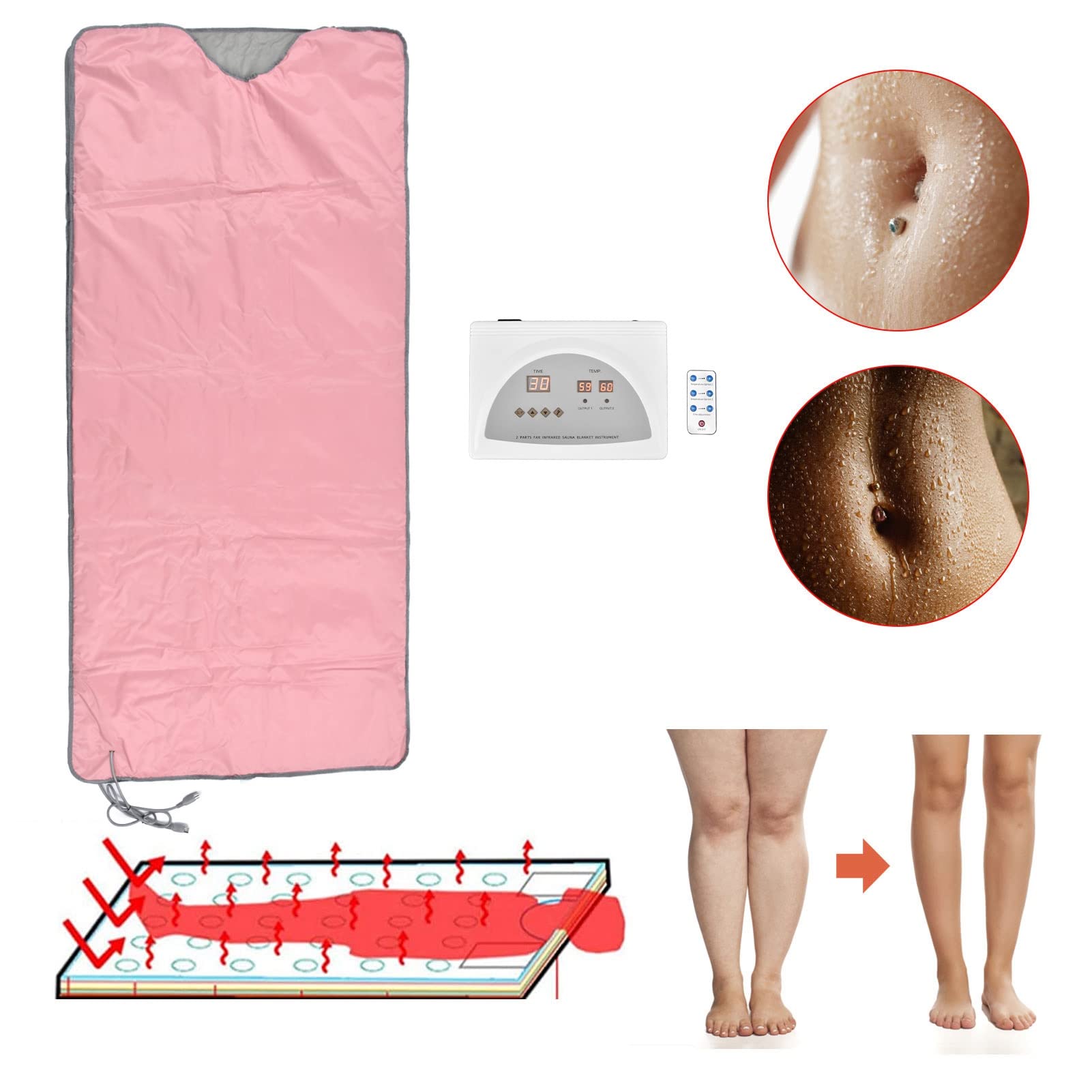 ZZMFORE Infrared Sauna Blanket with Remote Control - Portable Far Infrared Detox Heating Blanket for Home Use, Digital Temperature Control, Perfect for Relaxation & Beauty Therapy