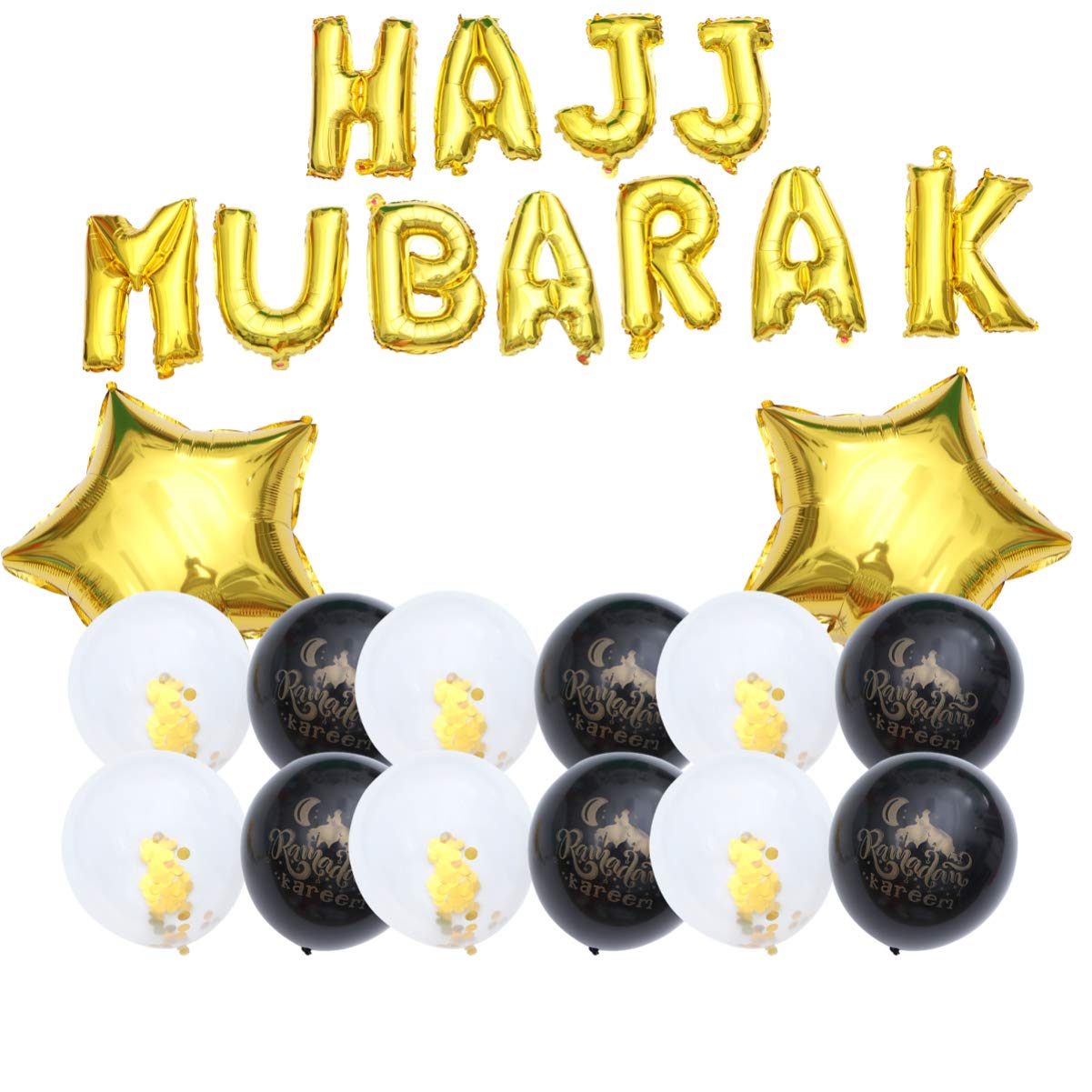 PRETYZOOM 28pcs Eid Mubarak Balloon Set - Ramadan Party Decorations with Latex & Foil Balloons for Islamic Festival (Black & Gold) - Perfect for Home, Mosque & Community Celebrations