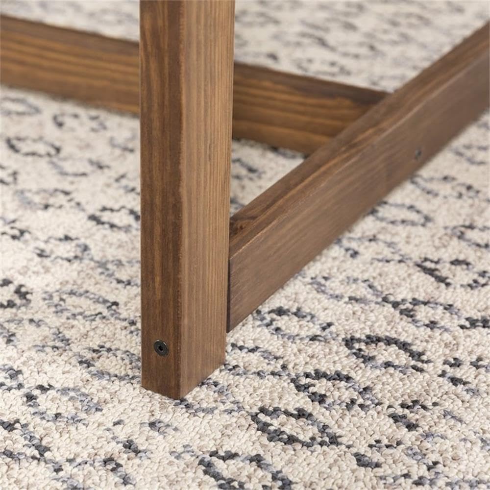 Pemberly Row 72 Inch Solid Wood Trestle Dining Table - Gray and Brown Finish - Perfect for Farmhouse, Rustic & Modern Dining Rooms