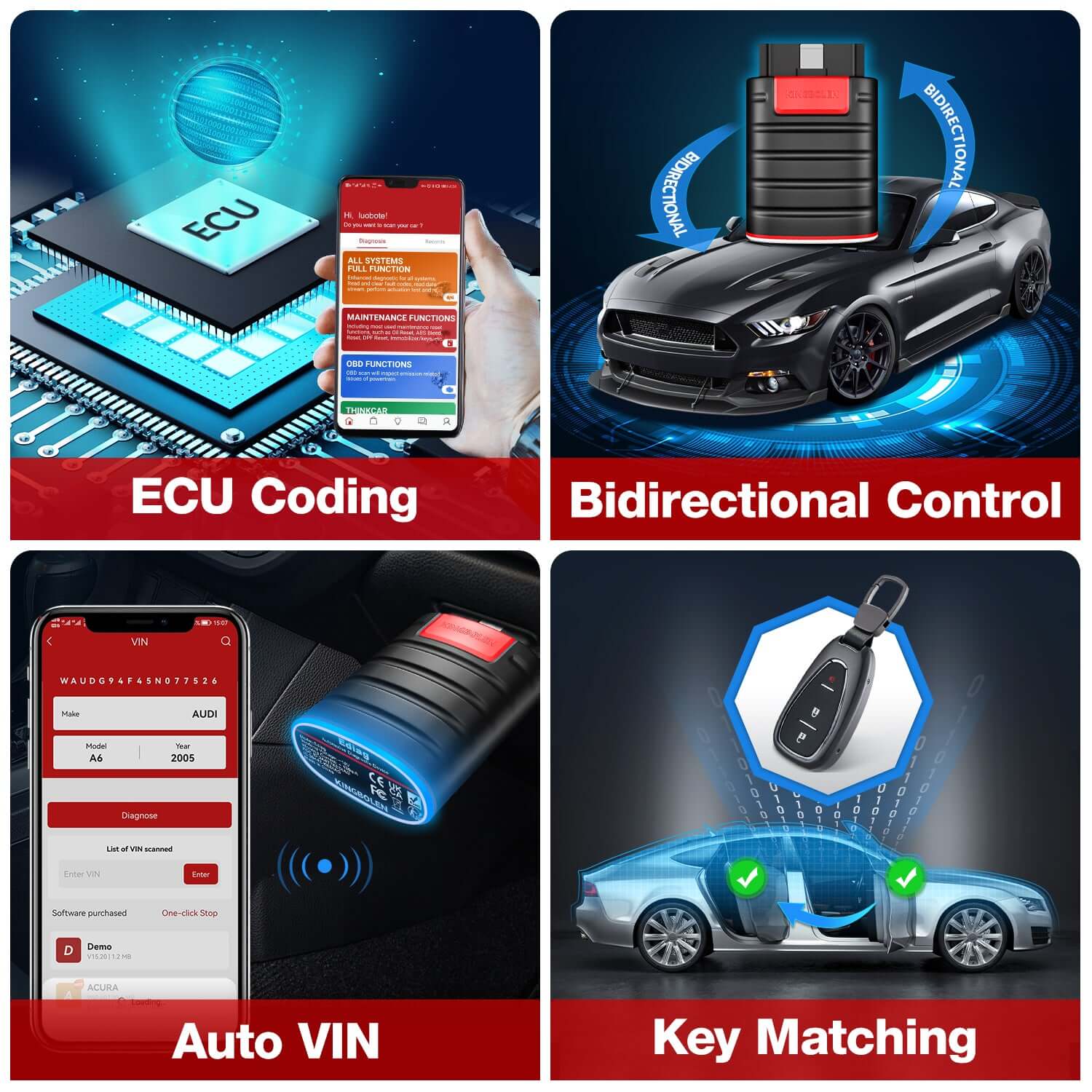 KINGBOLEN® Ediag All Systems Bidirectional OBD2 Scanner - Professional ECU Coding & Diagnostic Tool for Cars, Trucks & SUVs | Perfect for Mechanics & DIY Auto Repairs