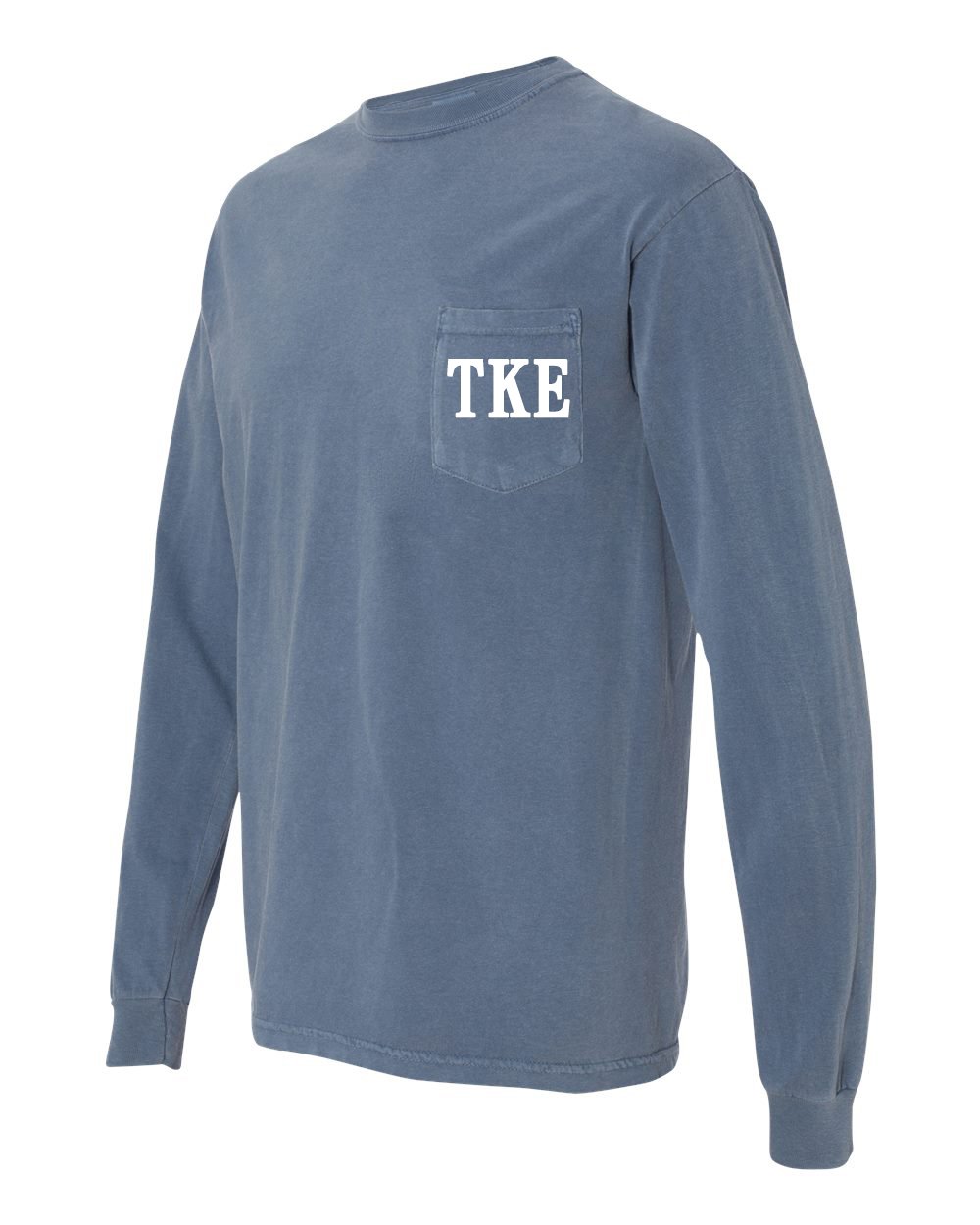 Tau Kappa Epsilon Fraternity Comfort Colors Long Sleeve Pocket T-Shirt - Soft Cotton Crewneck Shirt for College Greek Life, Brotherhood Events & Campus Activities