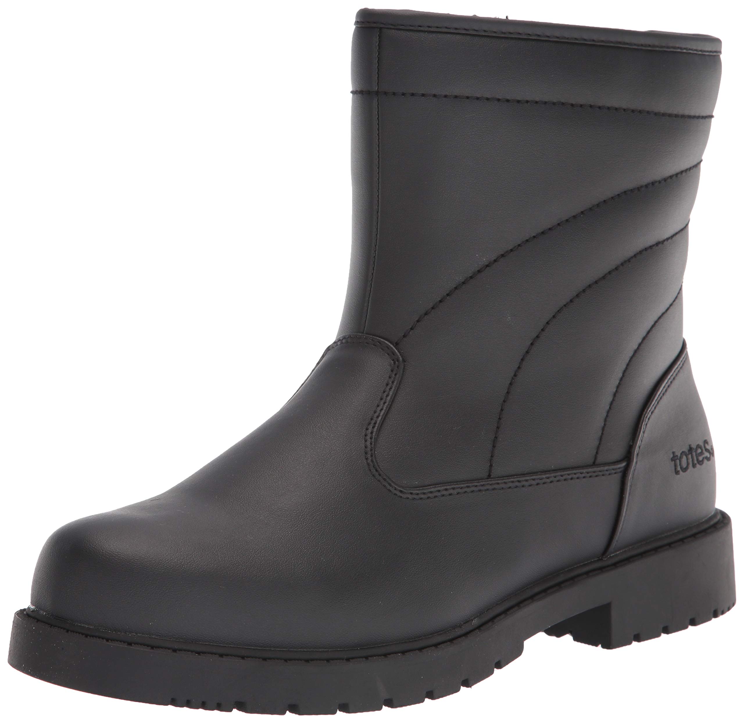 Totes Men's Luke Winter Boots - Waterproof Faux Leather Upper with Zipper - Comfortable Commuter Shoes for Snow & Cold Weather