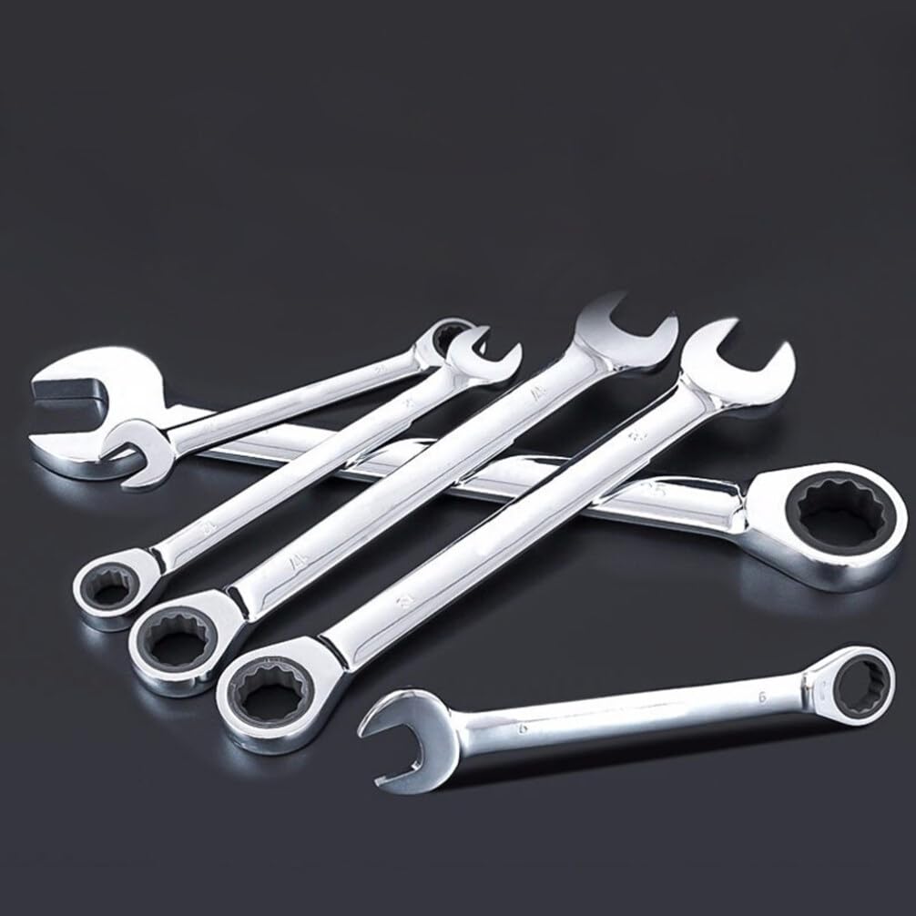 Mipcase 870 Swivel Ratchet Wrench Set - 8mm Metric Adjustable Combination Spanner Tool Kit with Rotating Sockets for Automotive, DIY & Home Repair (Ideal for Tight Spaces & Fastener Work)