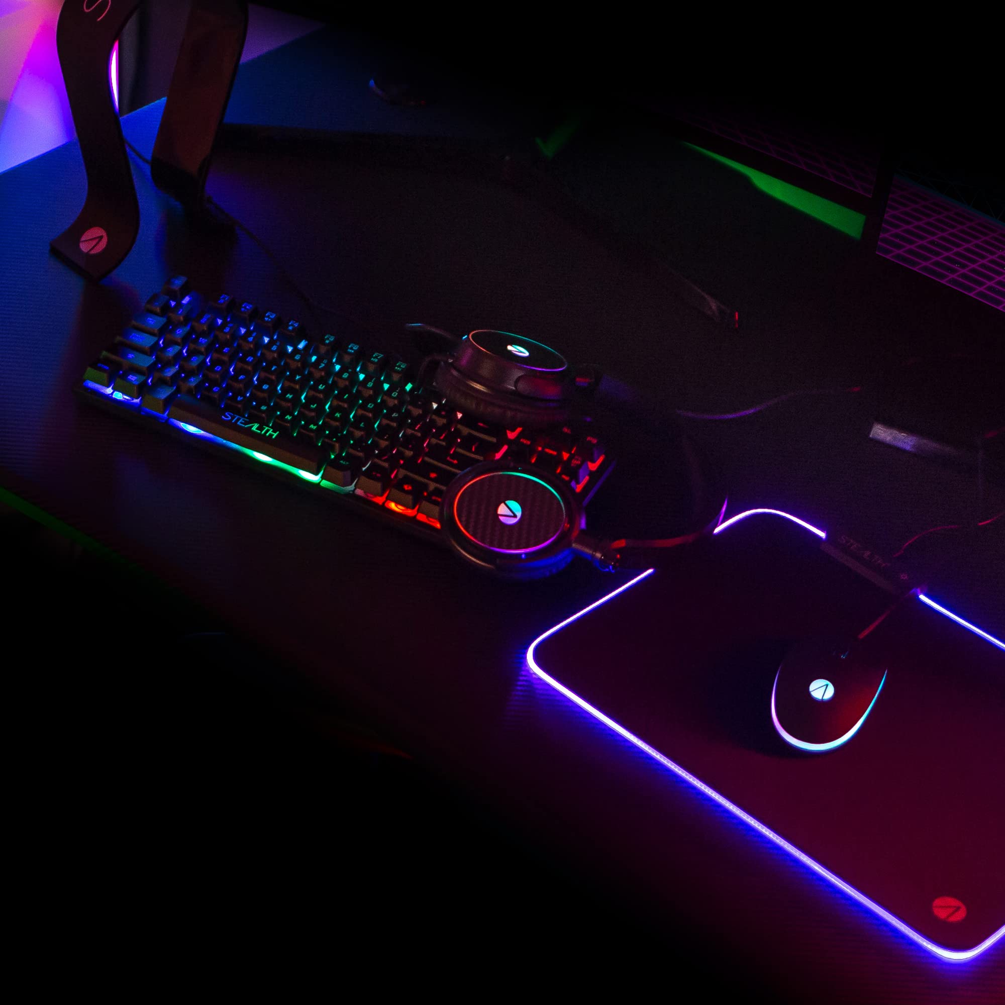 STEALTH 4-in-1 RGB Gaming Bundle for PC & Console - Backlit Keyboard, Gaming Mouse, Headset with Mic & Large Mouse Pad - Perfect for Esports, Streaming & Home Gaming Setup