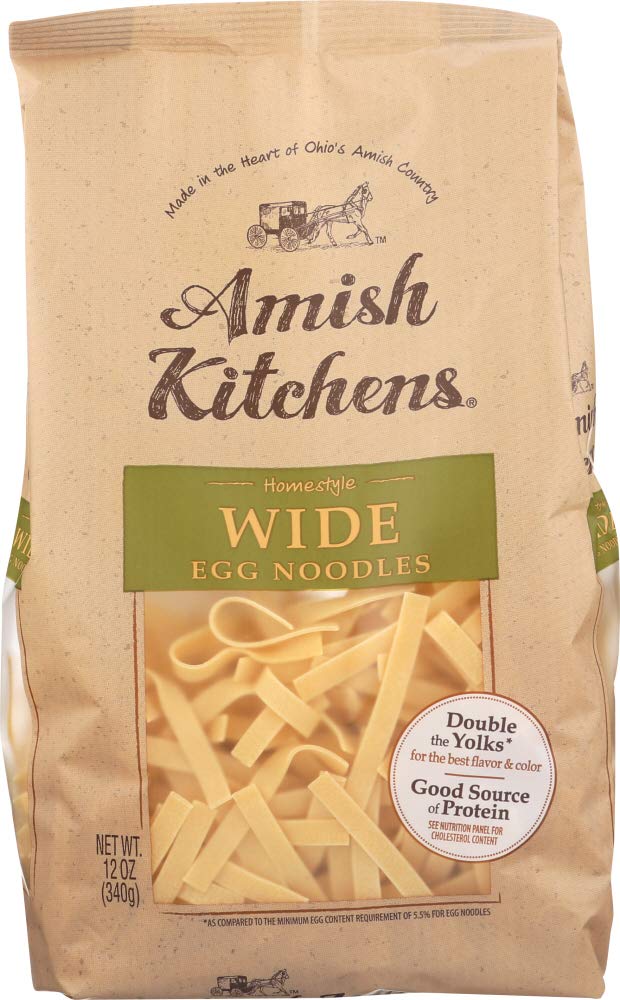 Amish Kitchens Homestyle Wide Egg Noodles 12 Oz (Pack of 6) - Perfect for Soups, Casseroles & Comfort Food Recipes