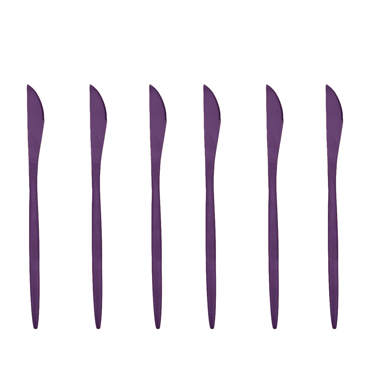 Premium 6-Piece Matte Purple Flatware Set - 18/10 Stainless Steel Dinner & Steak Knives (9.1