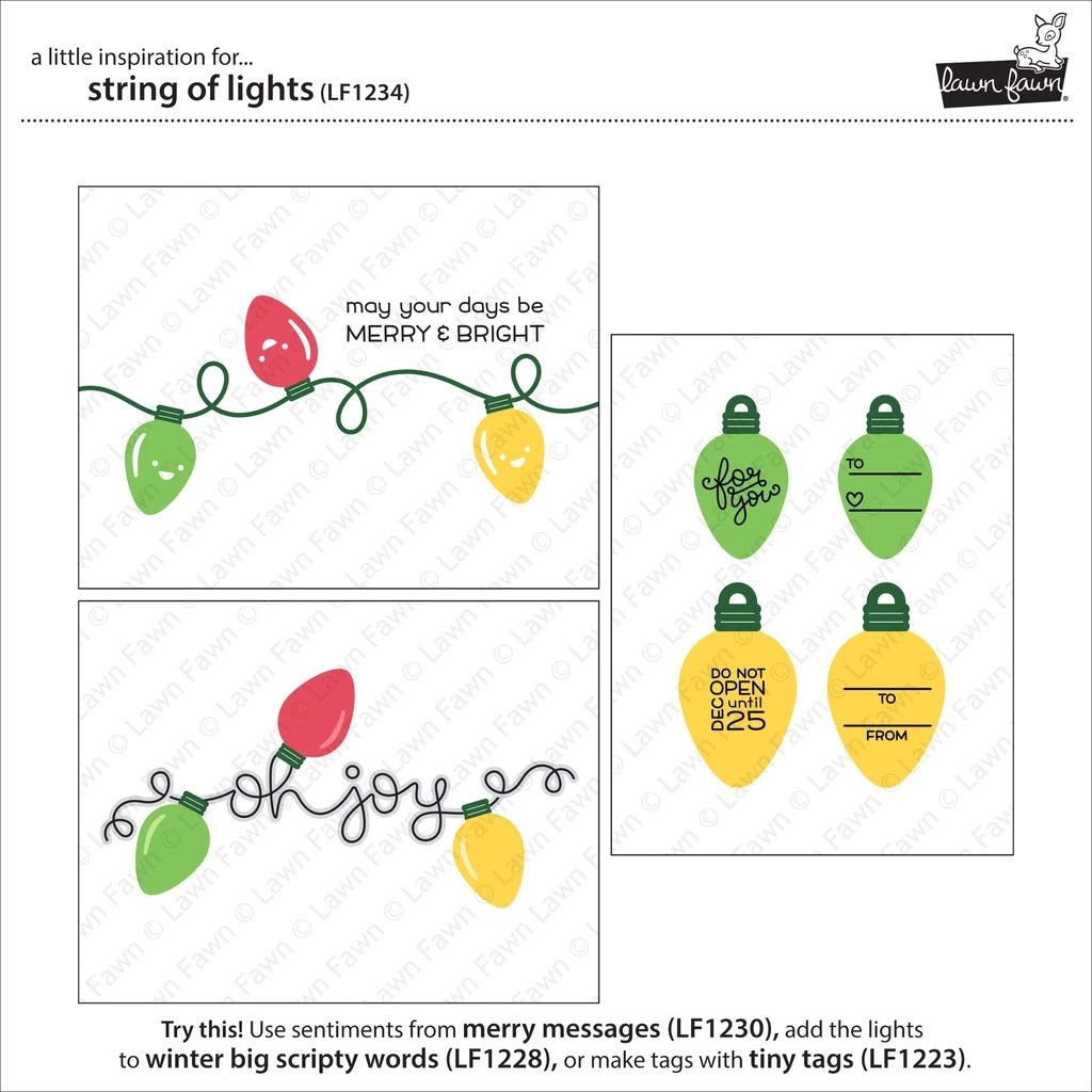 Lawn Fawn Dies - String of Lights (LF1234) | Holiday Card Making & Scrapbooking Supplies | Perfect for Christmas DIY Projects & Handmade Greeting Cards