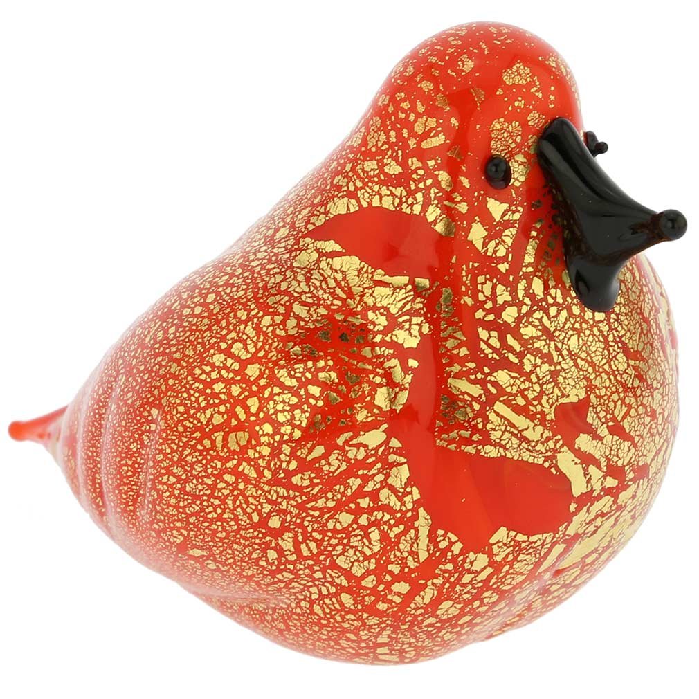 Authentic Murano Glass Bird Figurine - Handcrafted in Venice, Italy - Vibrant Orange Decorative Collectible for Home & Office Décor
