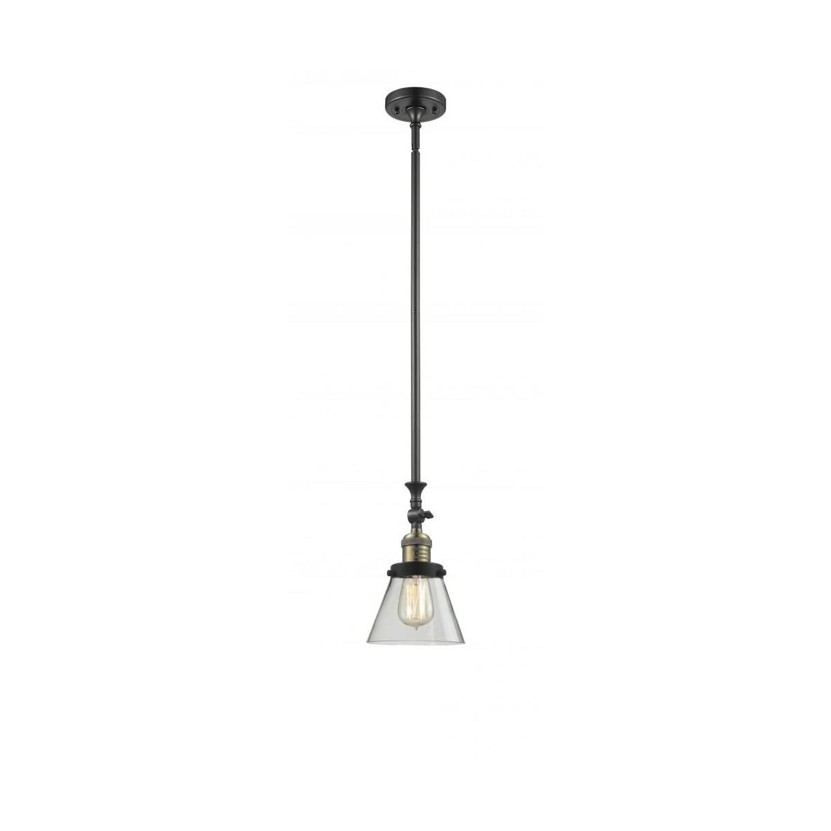 Vintage Dimmable LED Mini Pendant Light - 1 Light Black Antique Brass Fixture for Kitchen Island, Dining Room, or Bar Counter | Innovations 206-BAB-G62-LED