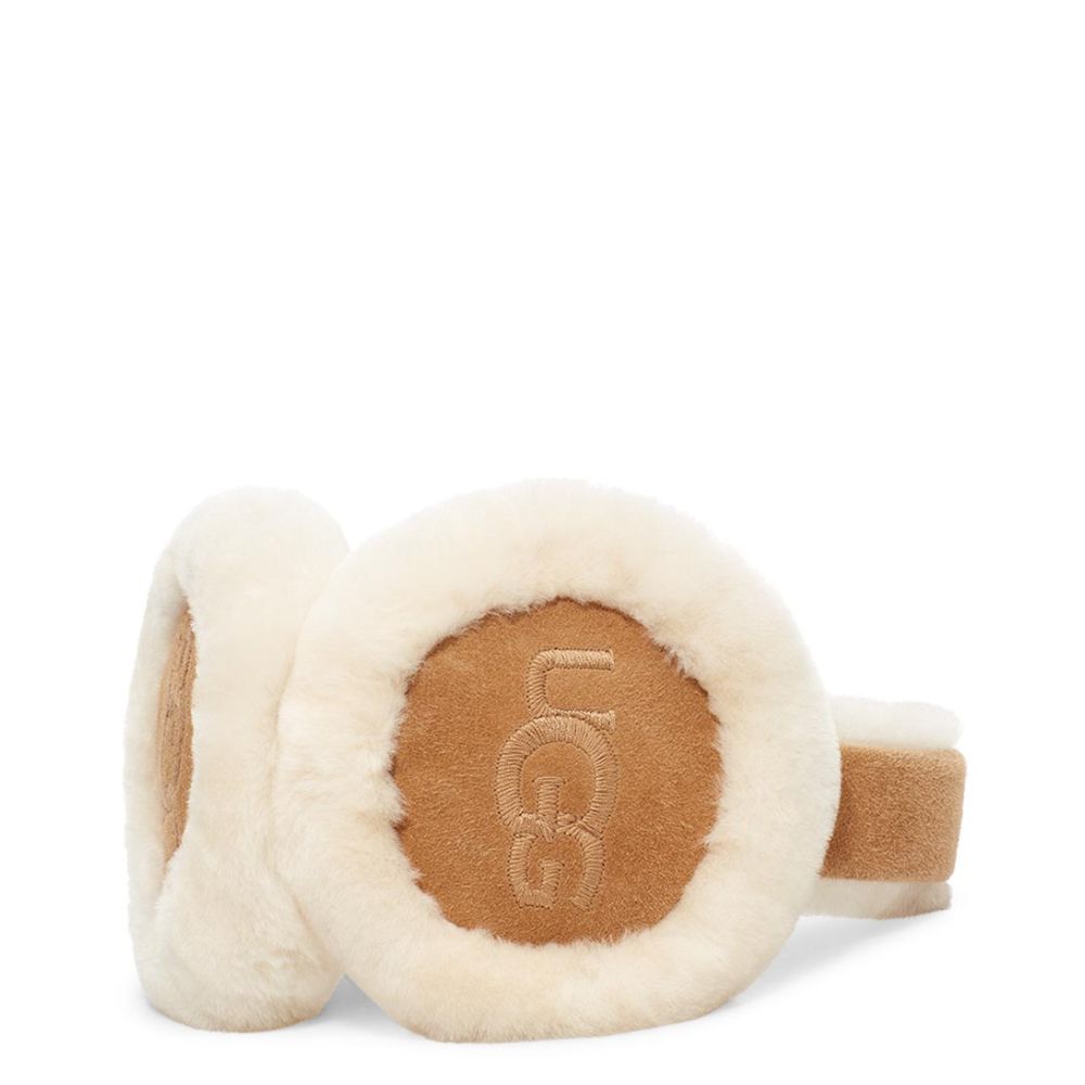 UGG Women's Sheepskin Embroidered Earmuffs - Winter Warm Fleece Lined Ear Muffs for Cold Weather - Perfect for Outdoor Activities, Skiing, and Snowboarding