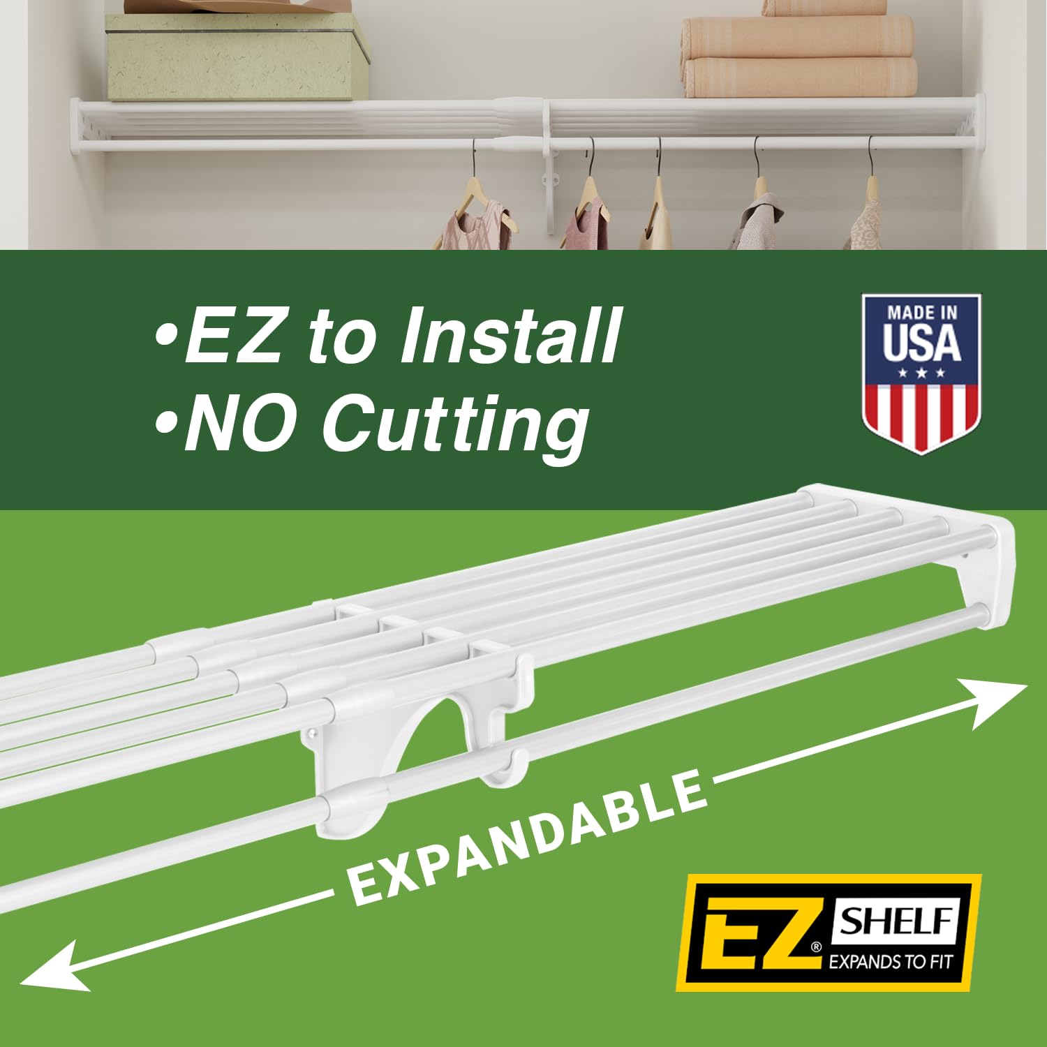 EZ Shelf Expandable Closet Organizer - Adjustable from 42.5
