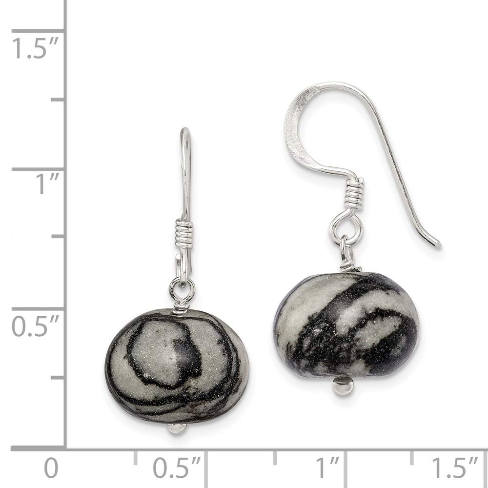 Sterling Silver Zebra Jasper Earrings for Women – Natural Stone Dangle Earrings for Everyday Wear & Gift Giving