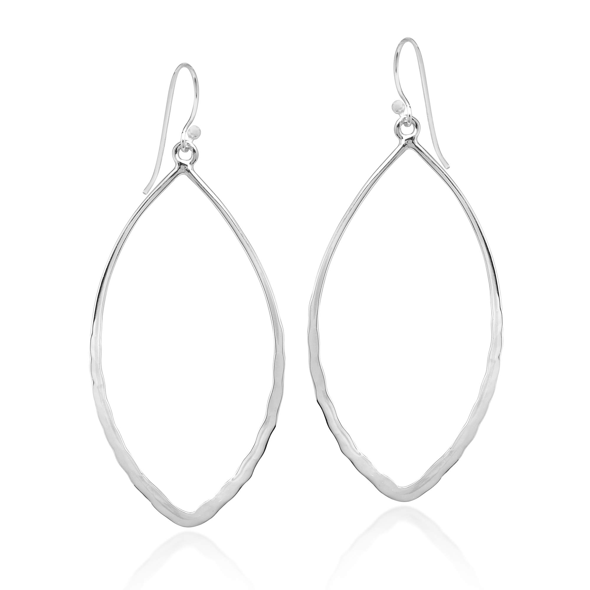 AeraVida .925 Sterling Silver Dangle Earrings for Women - Elegant Textured Oval Hoop Earrings | Hypoallergenic Silver Jewelry Gift for Birthday, Anniversary & Everyday Wear