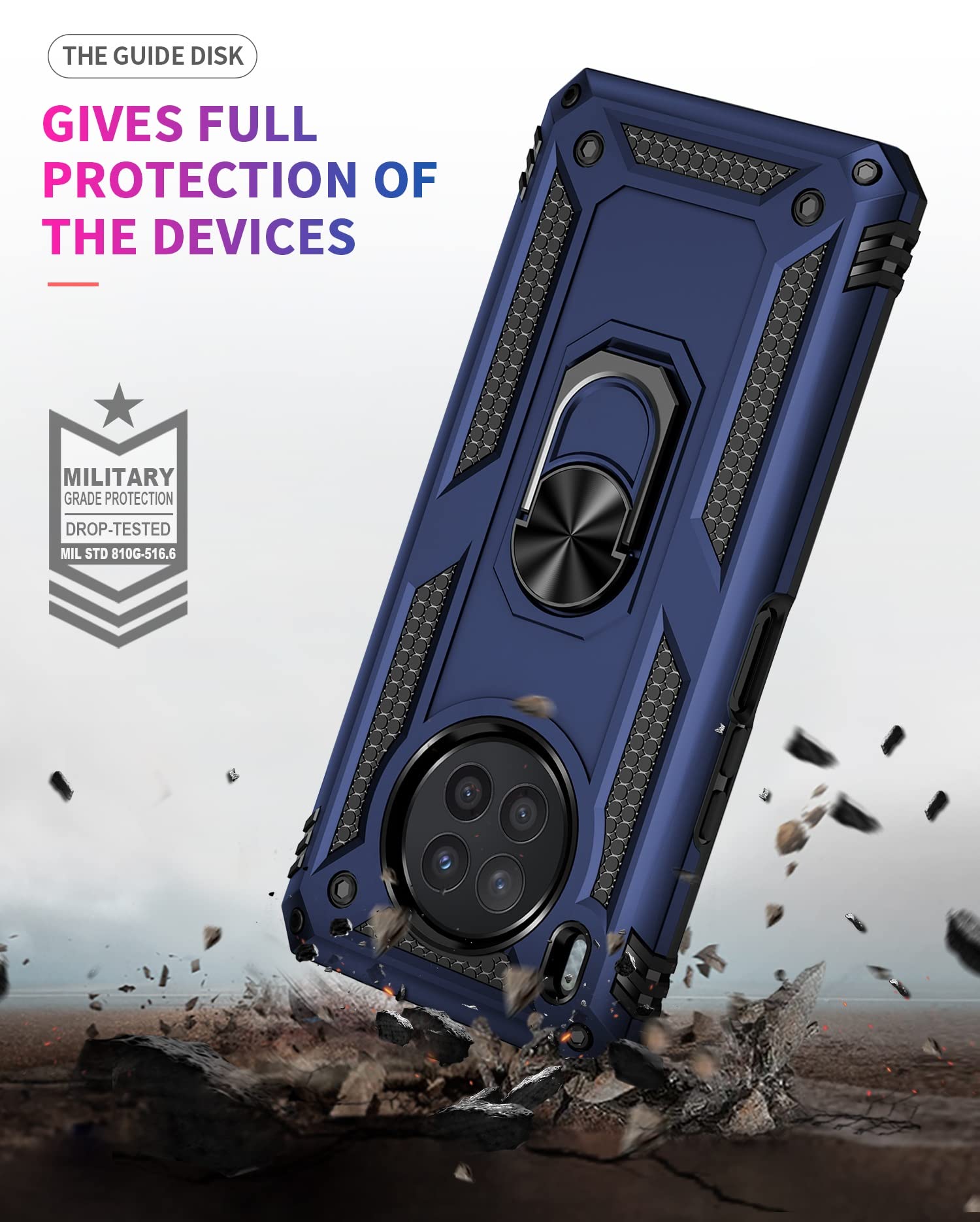 Premium Magnetic Ring Holder Shockproof Phone Case for Huawei Nova 8i - Heavy Duty Protection, Anti-Scratch & Anti-Fingerprint (Blue) - Perfect for Work, Travel & Outdoor Activities