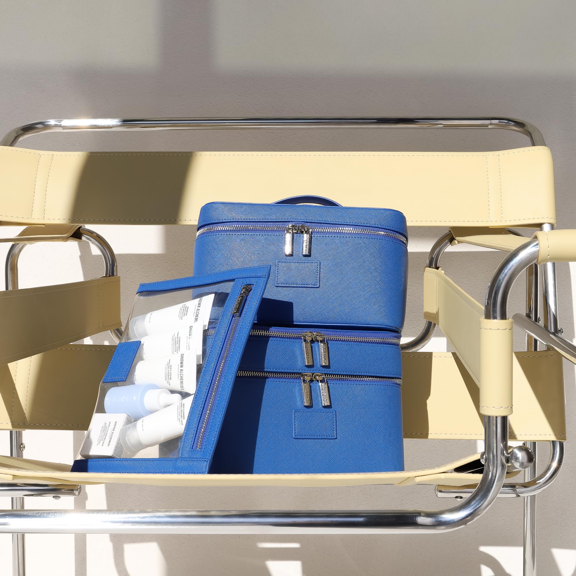 ETOILE Duo Vanity Case Cobalt - Large Travel Makeup Bag Organizer with Removable Divider & Mirror | Perfect for Makeup Storage & Travel Essentials | Great for Vacation, Business Trips & Daily Use