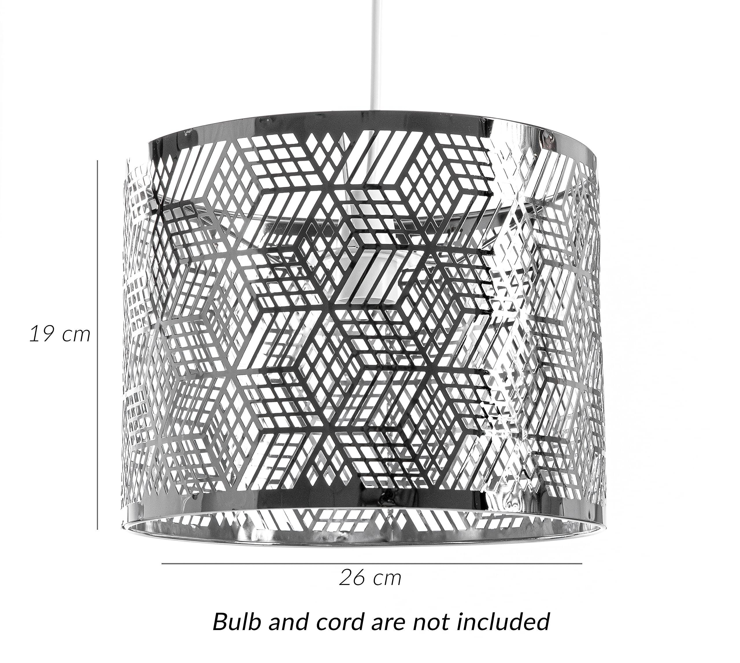 Modern Cube-Pattern Chrome Metal Drum Lamp Shade - Multi-Functional Lighting Fixture for Desk, Floor & Ceiling Lamps | Perfect for Living Room, Bedroom & Office Decor