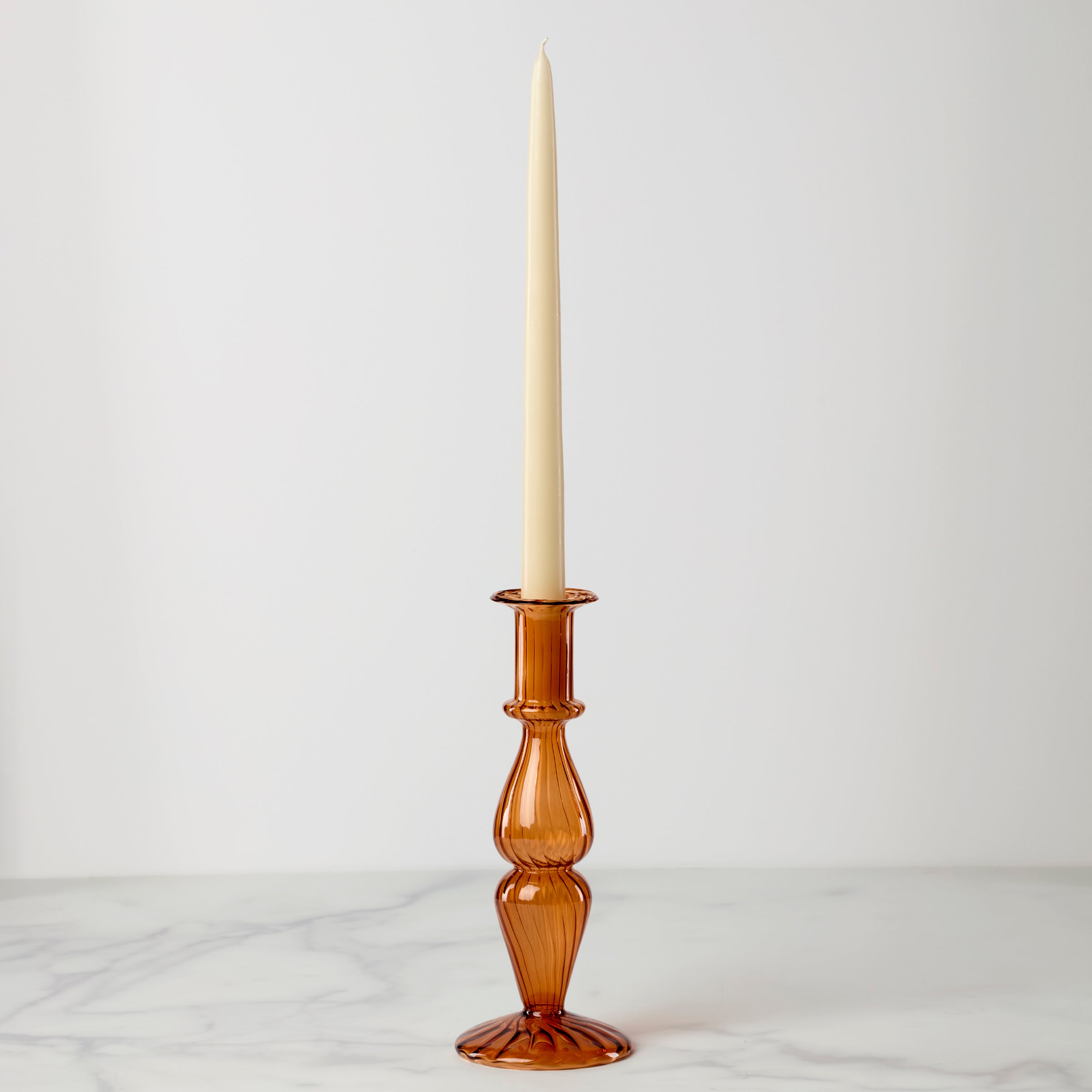 Nalia Candlestick Holder - Elegant Marmalade Glass Candle Holder for Home Decor, Wedding Centerpieces & Romantic Dinner Ambiance