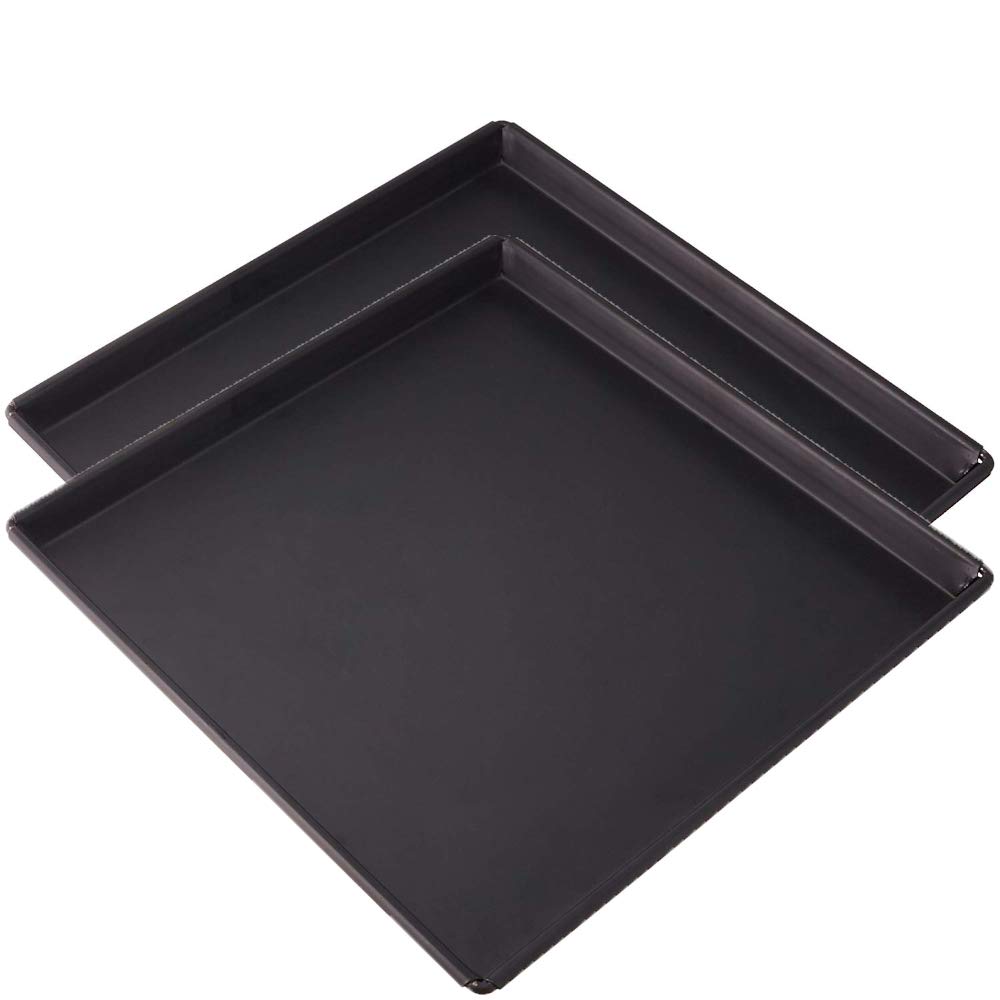 Winco SPP-1616 Sicilian Pizza Pan Set - 16x16 Inch (2 Pack) - Commercial & Home Baking, Restaurant Quality Deep Dish Pans for Perfect Sicilian Style Pizza