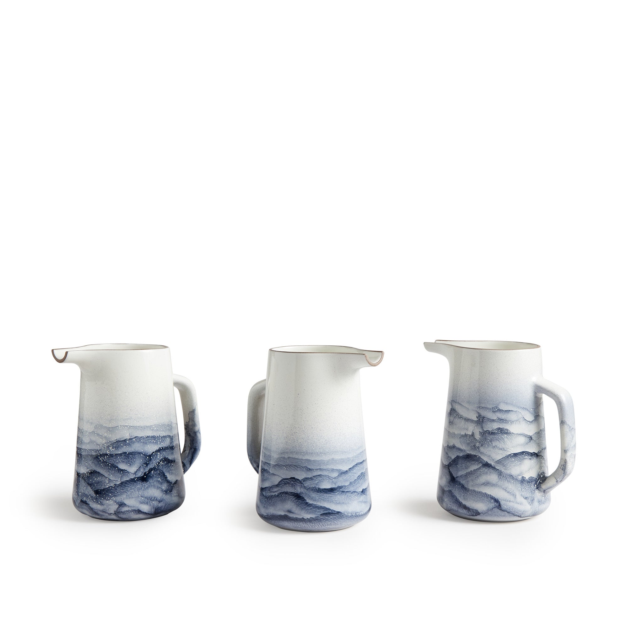 Large Pitcher in Midnight & Opaque White - Elegant Watercolor Design Glass Pitcher for Iced Tea, Lemonade & Summer Beverages