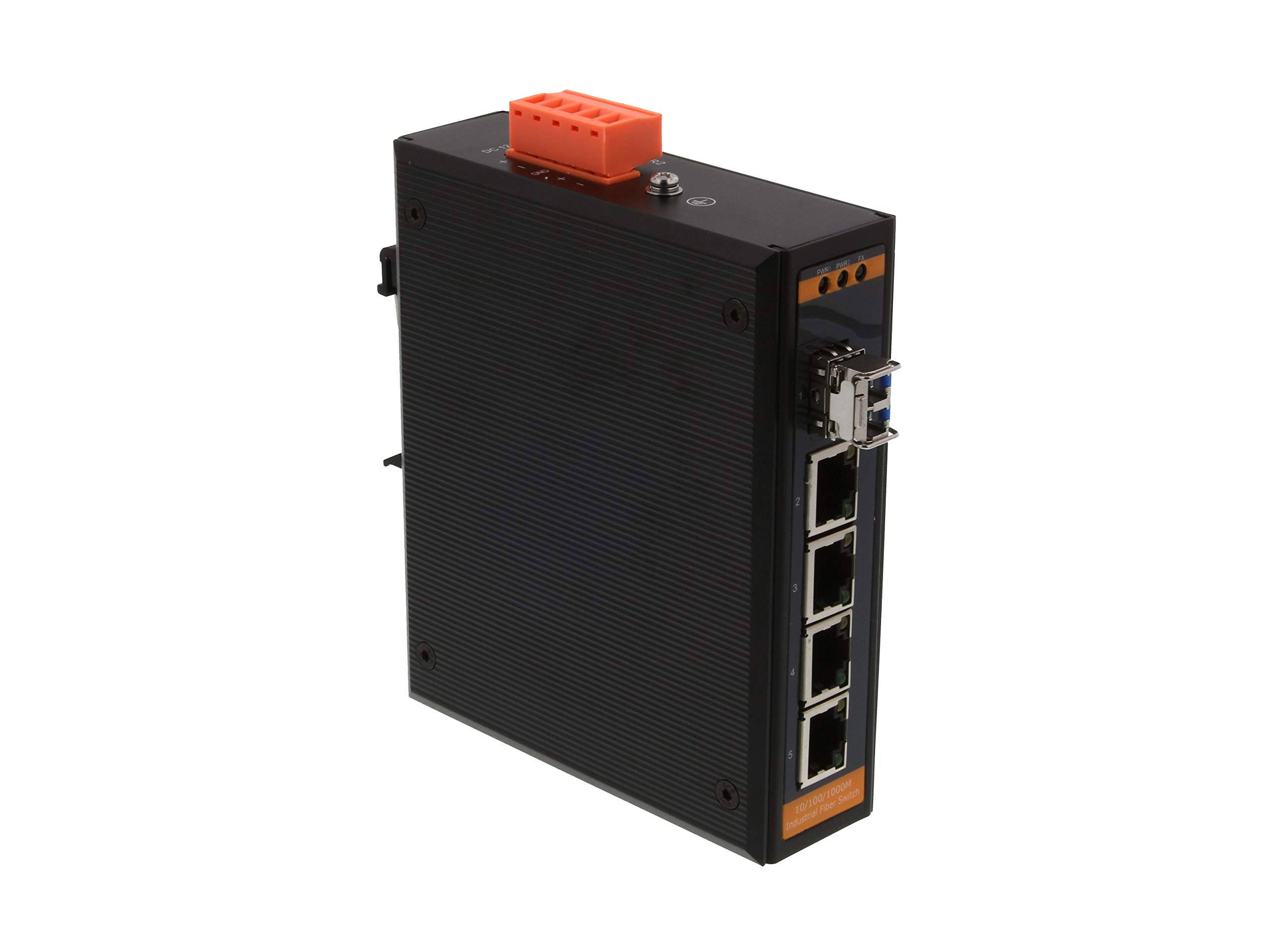 Networx Industrial Gigabit Ethernet Fiber Media Converter - 1000Base-LX Single Mode LC (20km, 1310nm, 4 Port) - High-Speed Network Conversion for Factory Automation & Data Centers