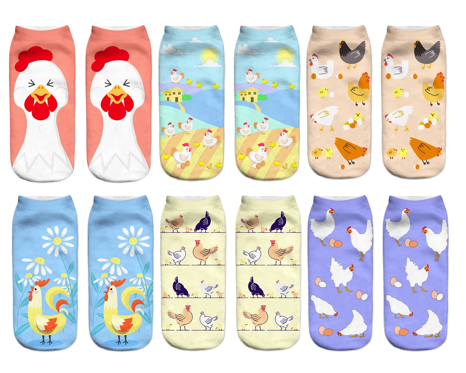 Benefeet Women's Funny Crazy Sloth & Unicorn Ankle Socks - 3D Printed Novelty Low Cut Socks for Girls - Perfect Gift for Birthday, Christmas & Casual Wear