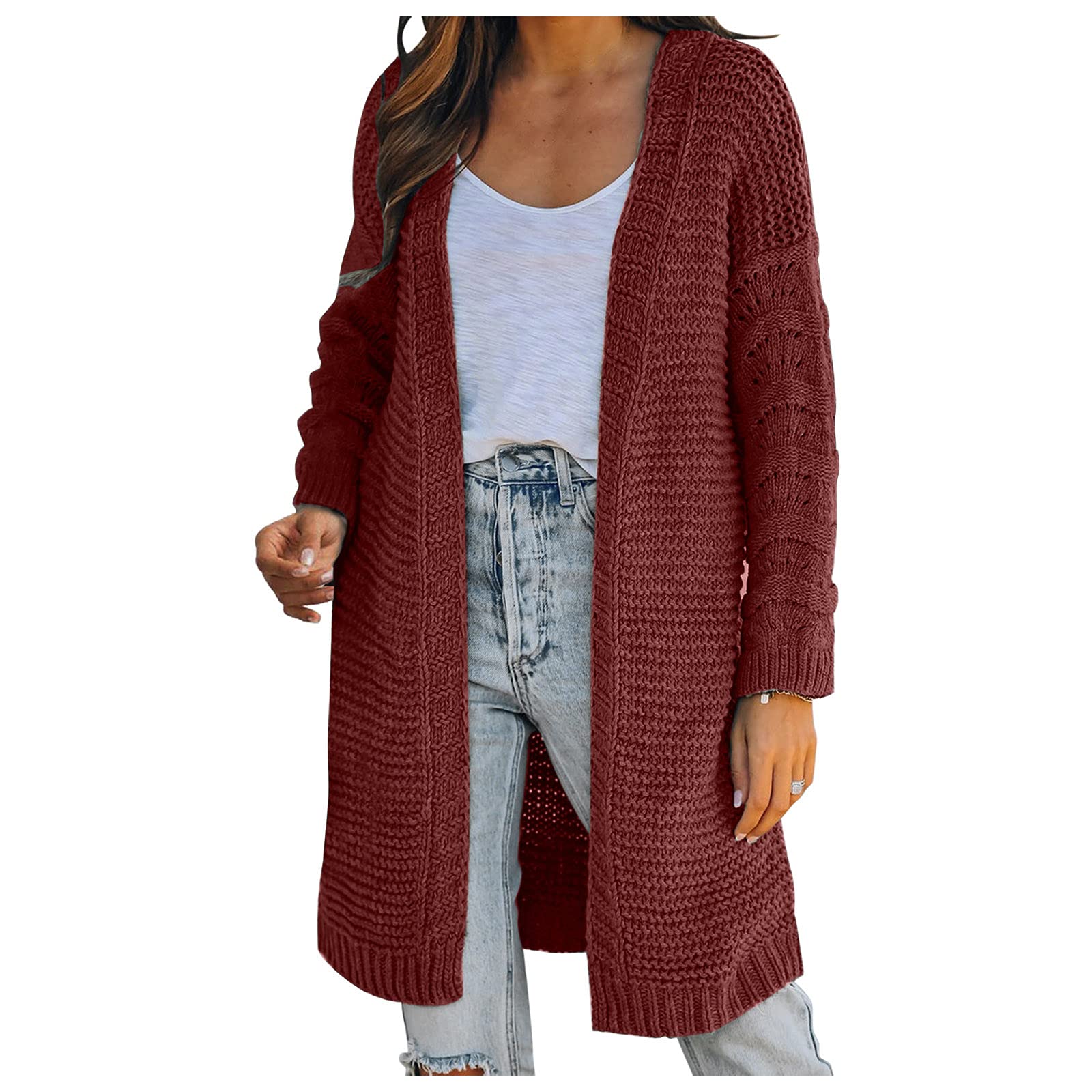 Women's Long Cardigans - Soft Open Front Knit Sweater with Buttons | Chunky Winter Coat for Layering | Perfect for Office, Casual Outfits & Cozy Evenings