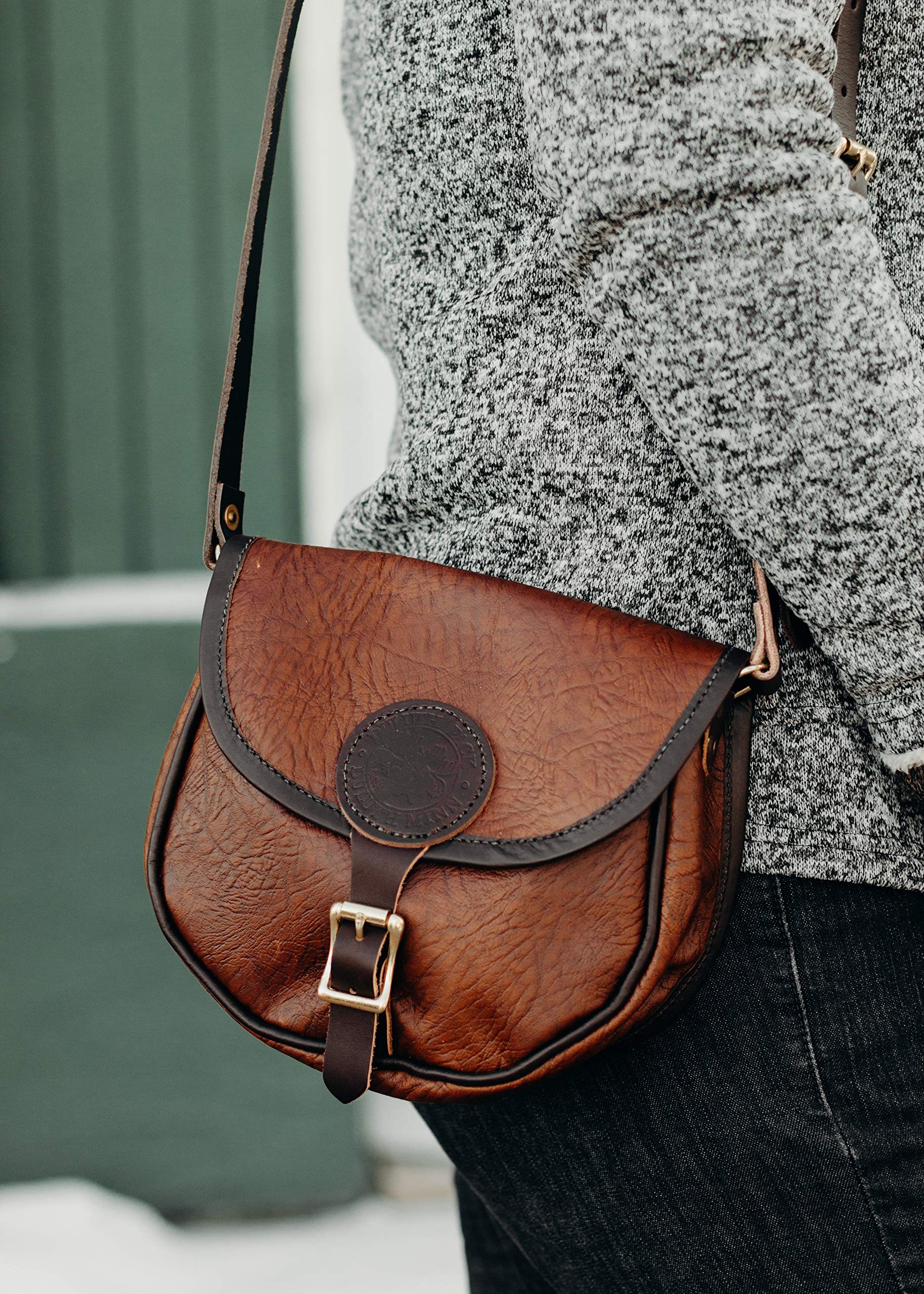 Duluth Bison Leather Small Shell Purse - Handmade Genuine Leather Crossbody Bag for Women - Perfect for Everyday Use, Travel & Special Occasions
