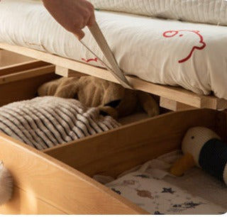 Solid Wood Bear Box Bed - Handcrafted from Premium Beech & Oak - Durable & Stylish Storage Solution for Kids' Rooms, Nurseries, and Cabin Decor