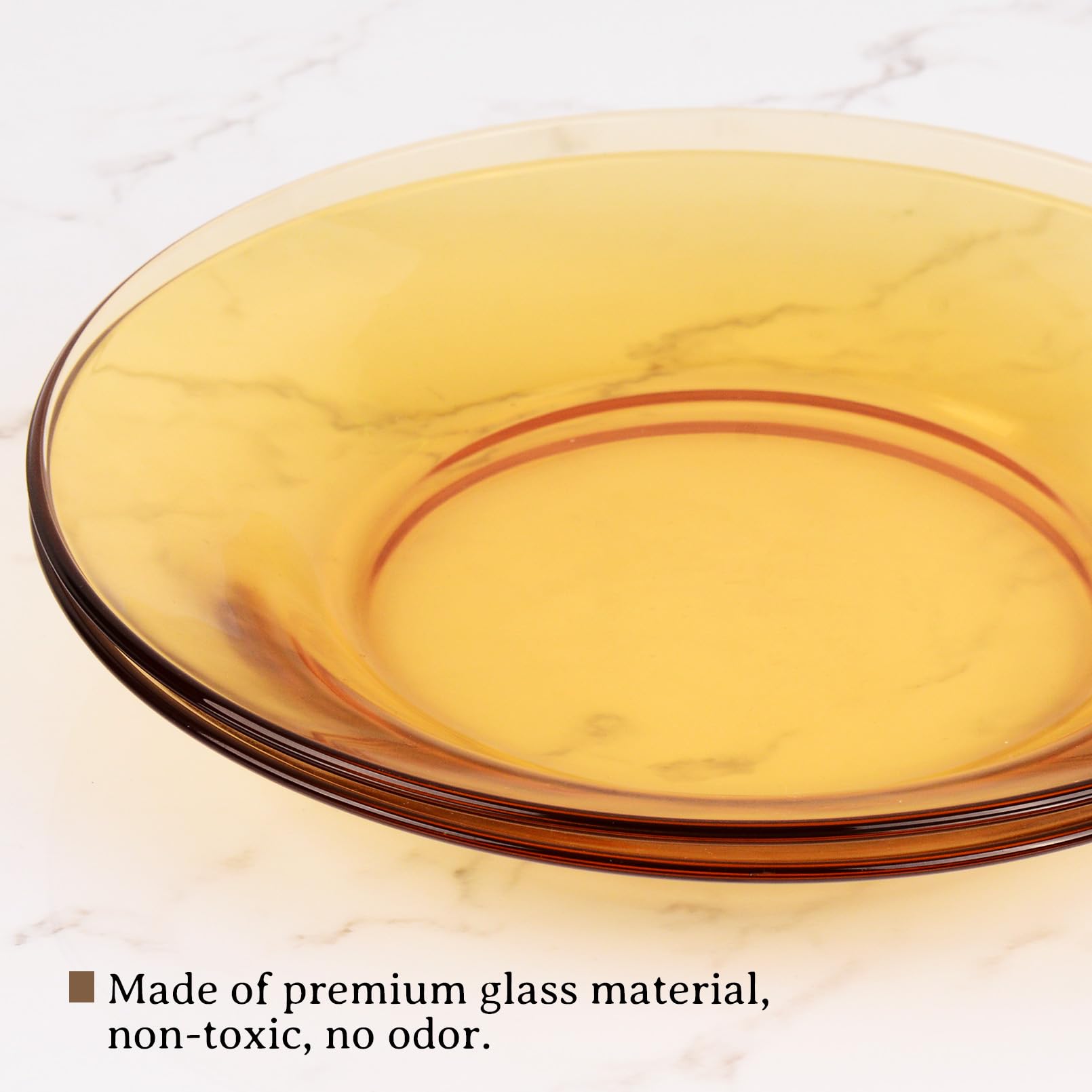 9 Inch Amber Glass Salad Plates Set of 2 - Durable Dinner Plates for Kitchen, Food Serving & Entertaining - Dishwasher Safe - Perfect for Restaurants, Dinner Parties & Everyday Meals