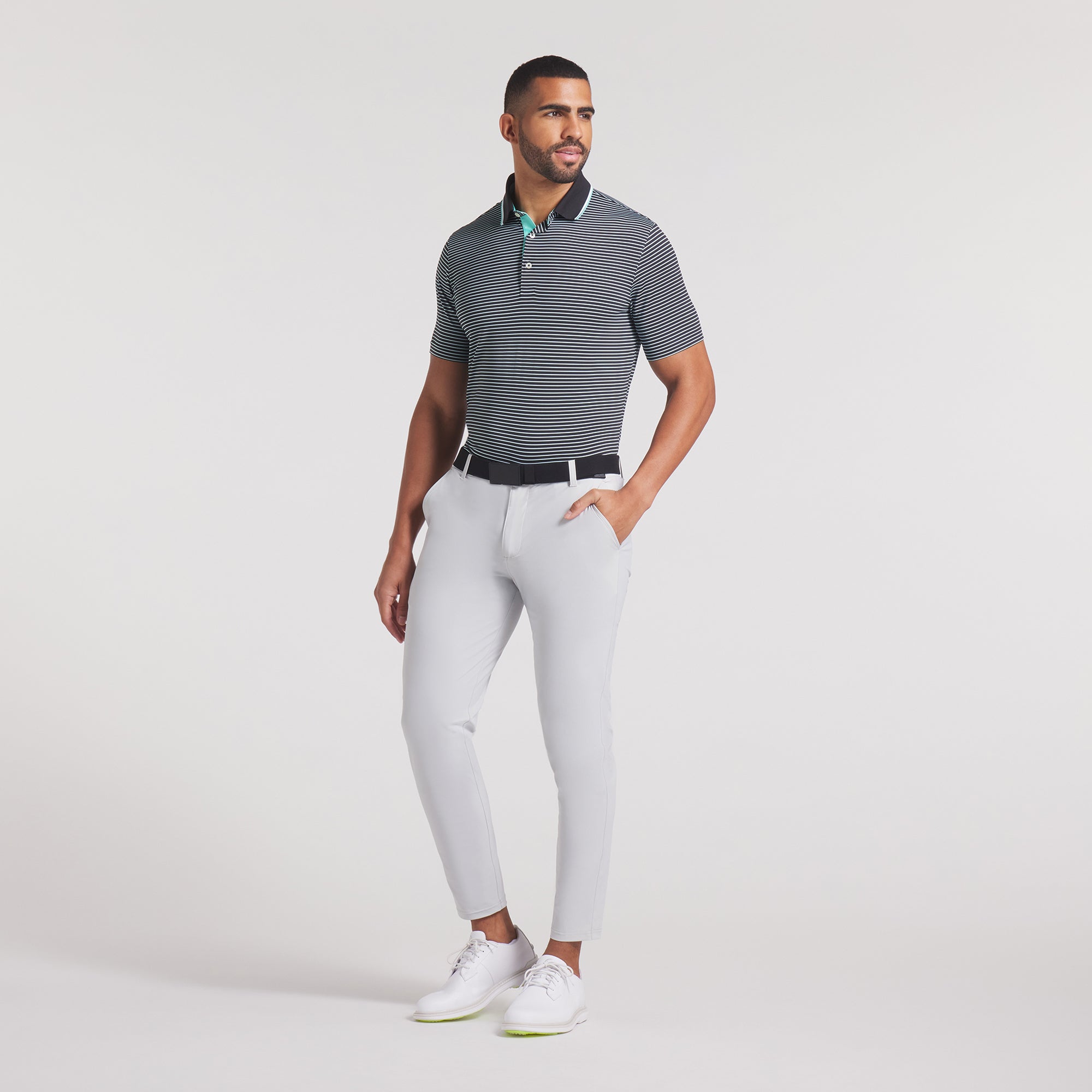Elevated Stripe Golf Polo Shirt for Men - Breathable & Moisture-Wicking Performance Golf Shirt - Perfect for Golf, Country Club & Casual Wear