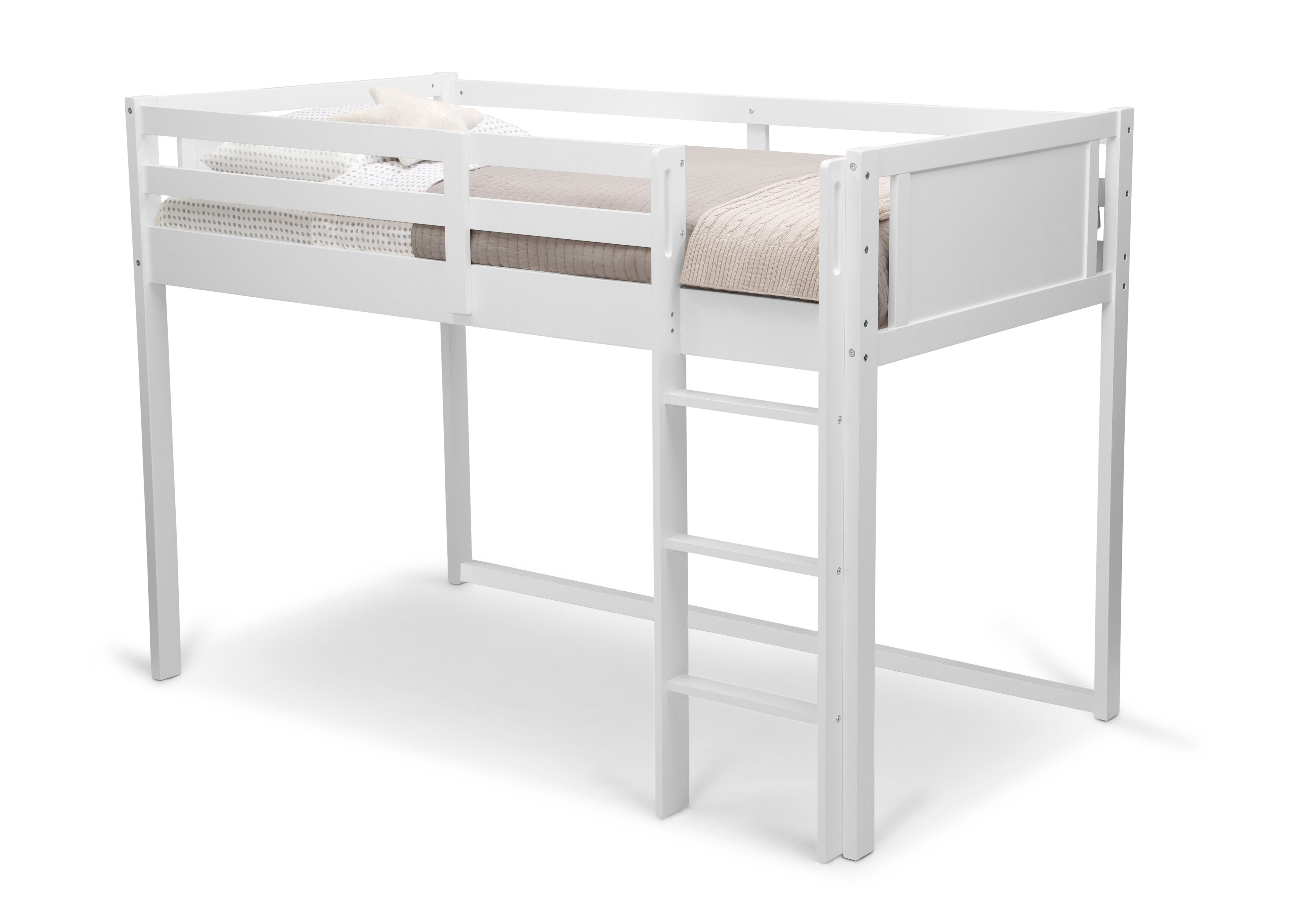 Space-Saving Twin Loft Bed with Safety Guardrail & Sturdy Ladder - Perfect for Kids' Bedrooms, Dorm Rooms & Small Apartments