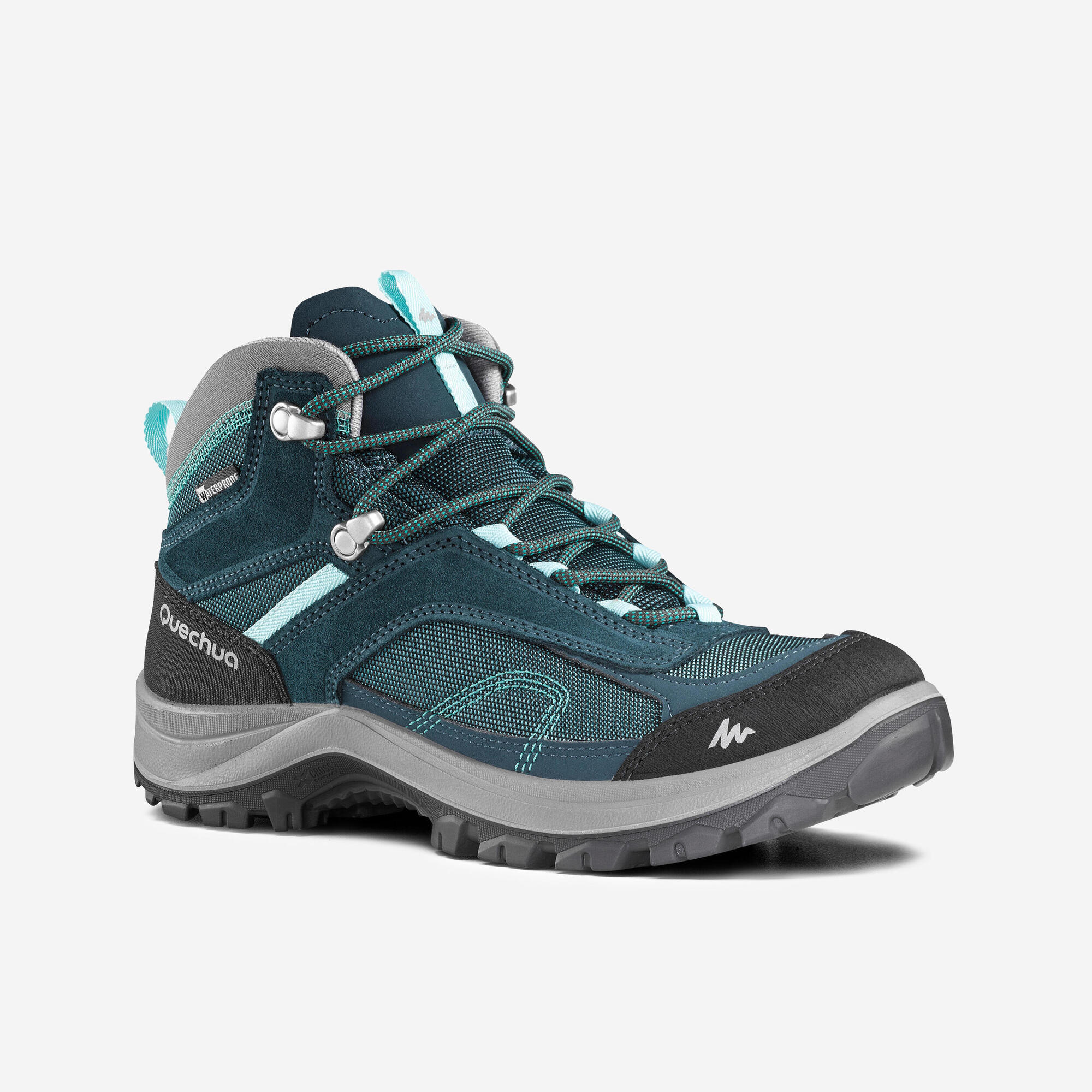 Quechua Women's MH100 Waterproof Mid Hiking Boots - Lightweight Trekking Shoes for Outdoor Adventures, Trail Walking & Camping