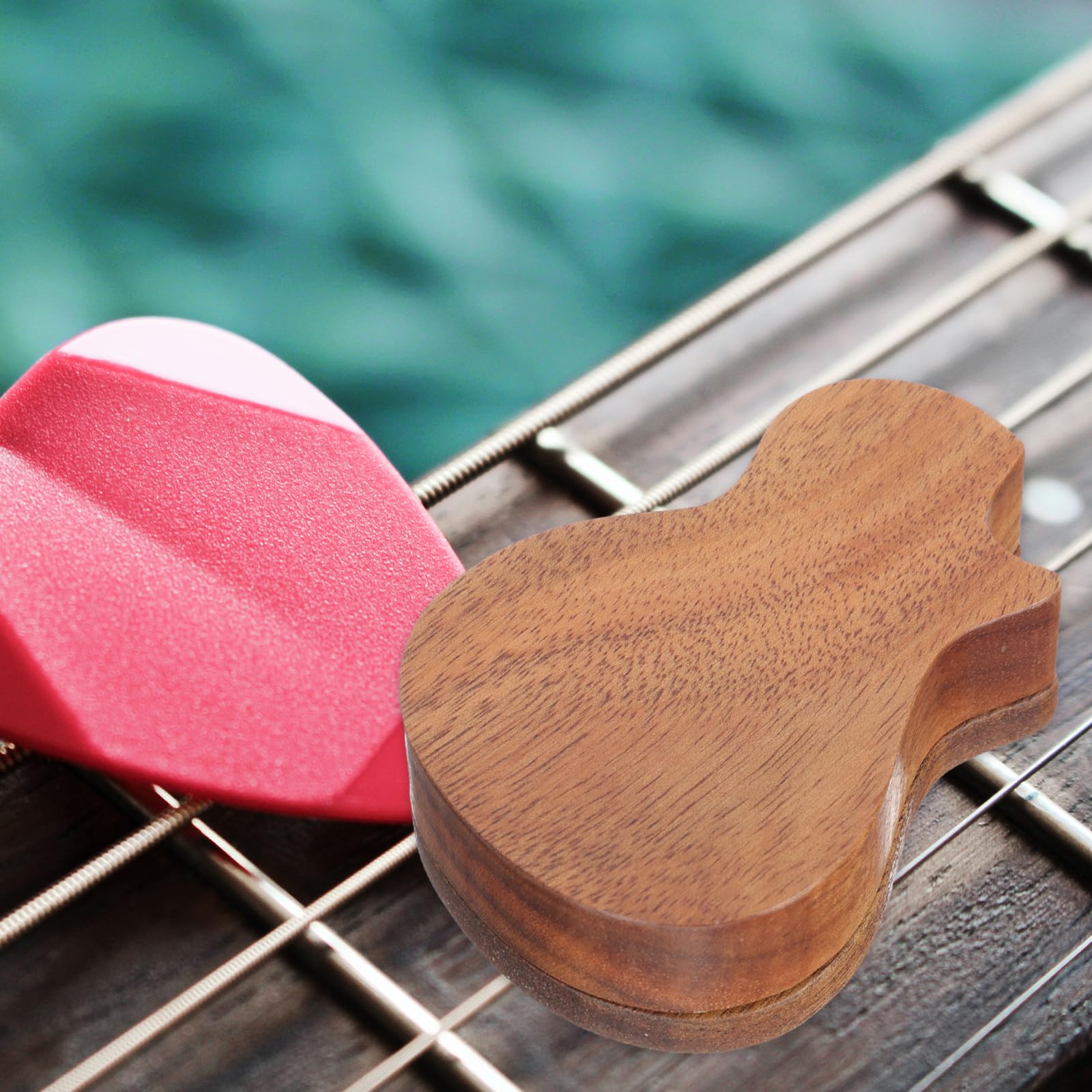 VICASKY Wooden Ukulele Pick Storage Box with Display Stand - Guitar Picks Organizer Case for Bass, Acoustic & Electric Guitars - Perfect for Musicians, Music Stores & Home Decor