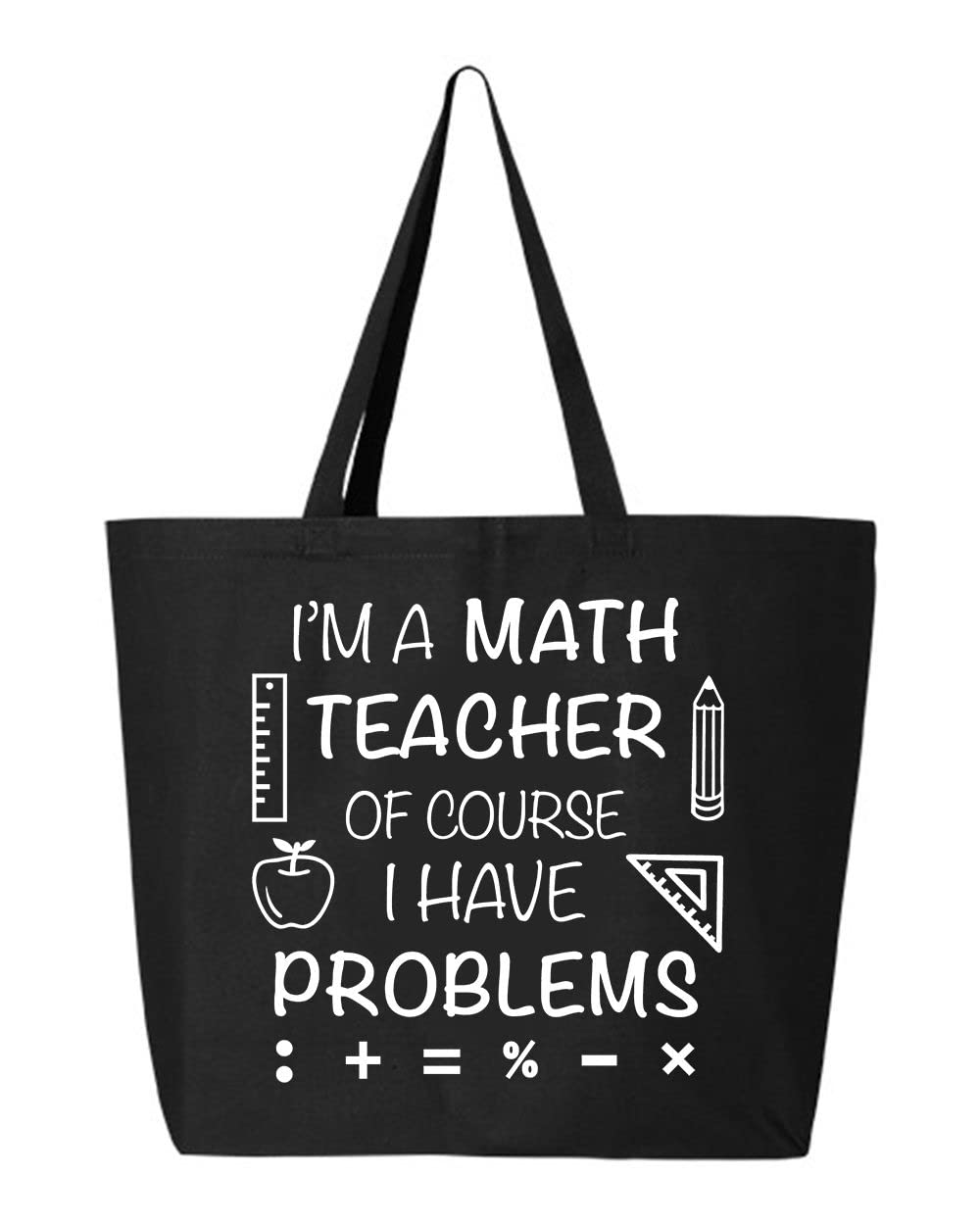 Shop4Ever® Math Teacher Tote Bag - Heavy Duty 10 oz Canvas Reusable Shopping Bag - Perfect for Teachers, School, Work & Everyday Use