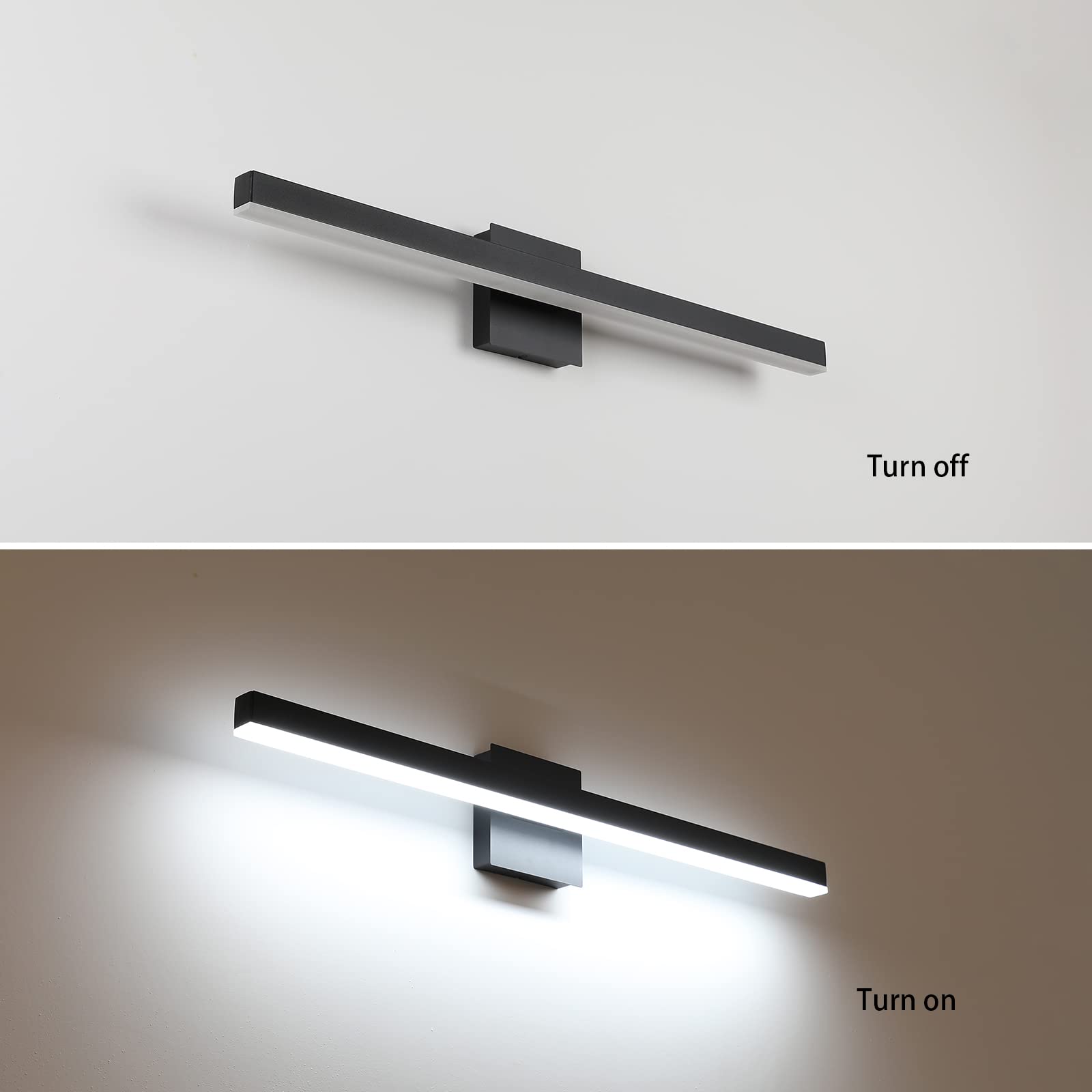 Joossnwell Modern Vanity Light Fixtures - Matte Black Aluminum LED Bathroom Light Bar (31.5 Inch, 20W, 6000K Cool White) - Perfect for Mirror Lighting, Wall Sconce & Contemporary Bathroom Decor