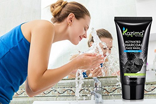 KAZIMA Activated Charcoal Face Wash with Green Tea - Anti Pollution, Anti Aging & Acne Treatment for Clear Skin (Pack of 3 x 100ml) | Deep Cleansing, Pore Minimizer & Skin Detox | Perfect for Daily Skincare Routine & Post-Workout Refresh