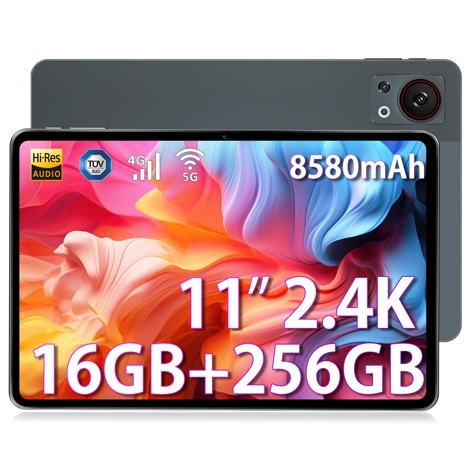 DOOGEE T30S 11 Inch Android Tablet (2024) - 2.4K Display, 16GB RAM (6+10), 256GB/1TB Storage, 13MP+8MP Camera, 8580mAh Battery, 4G LTE, Bluetooth 5.0, Dual SIM - Perfect for Work, Study & Entertainment