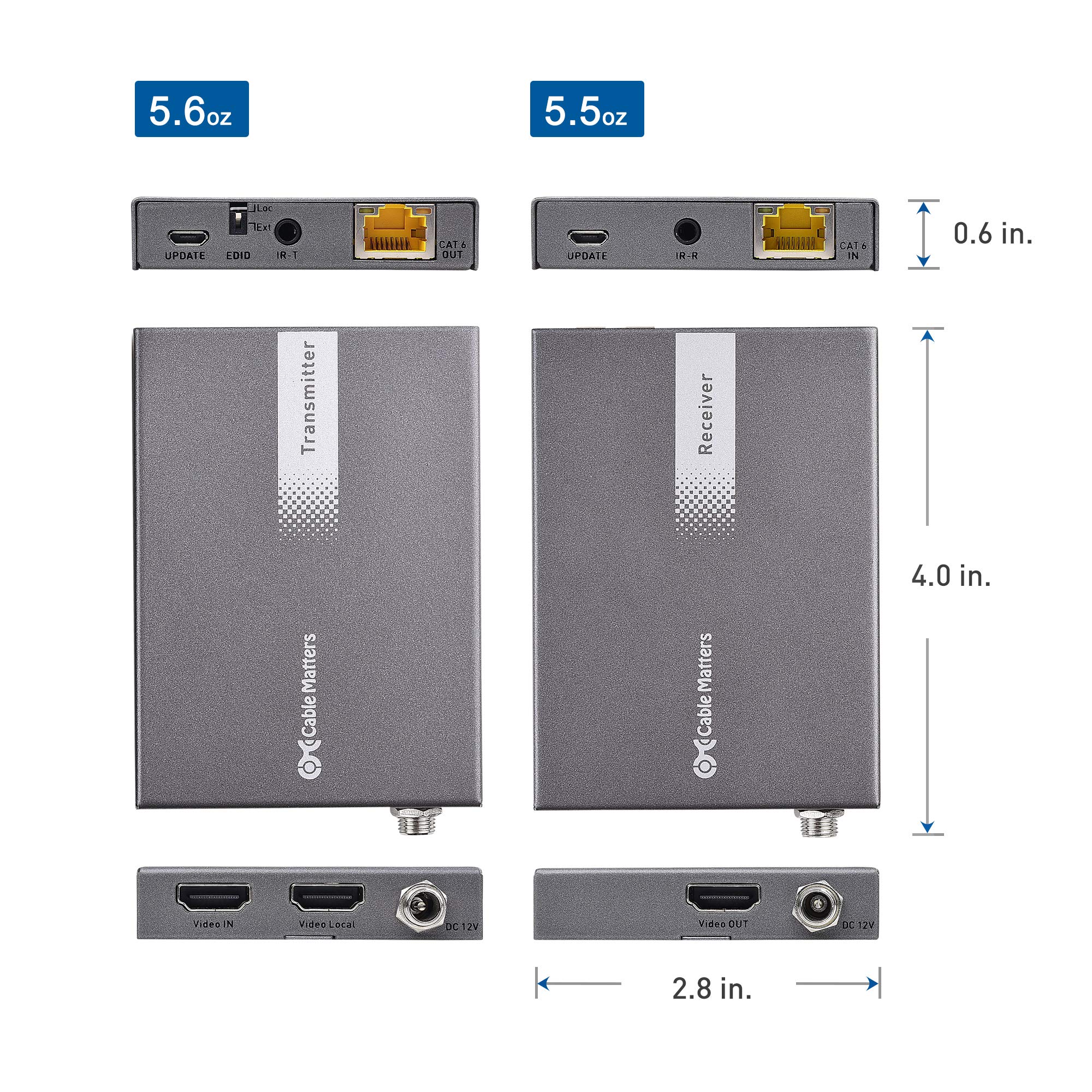 4K HDMI Extender Balun with 4K@60Hz & HDR Support up to 200 Feet - HDMI Over Ethernet Extender with Wall Mount & Local Monitor Loop-Out - Perfect for Home Theater, Gaming Setup, and Conference Room AV Systems