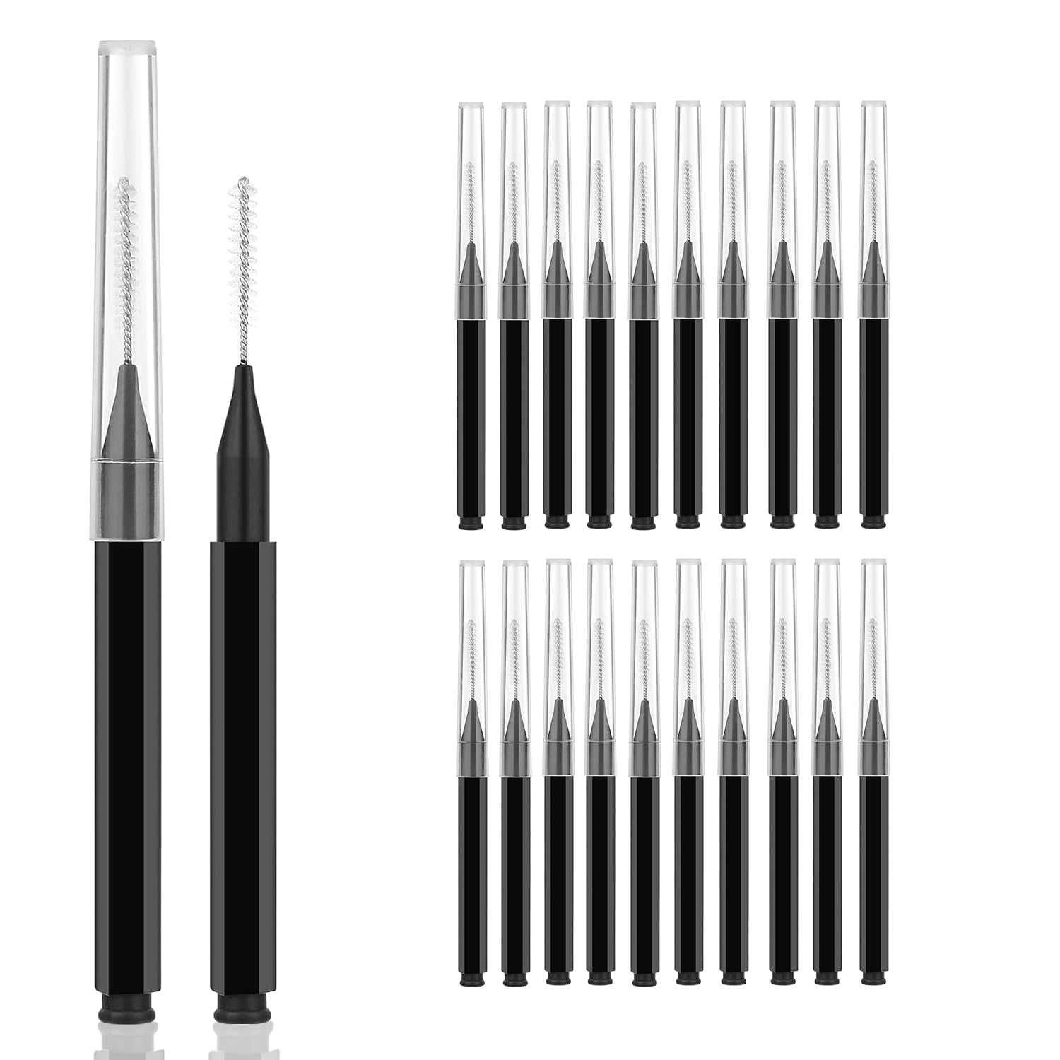 20PCS Micro Eyebrow Brushes - Professional Eyebrow Spoolie & Brow Lamination Brush Set with Eyelash Brushes for Lash Lift, Eyebrow & Eyelash Extensions - Perfect for Salon, Home Makeup & Professional Brow Styling (Black)