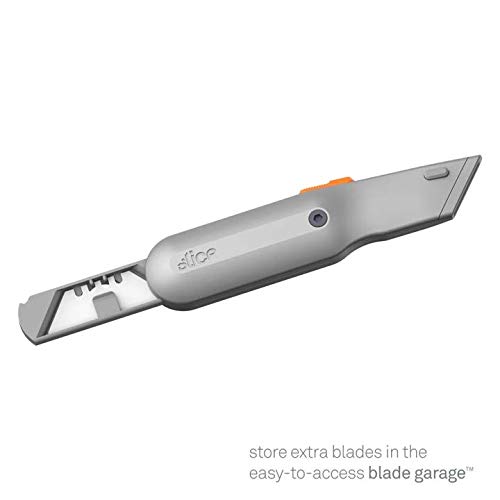Slice 10490 Metal-Handle Utility Knife with Finger-Friendly Ceramic Blade - 3 Adjustable Cutting Depths, Ergonomic Heavy Metal Handle, Comfort Grip, Extra Blade Storage, Ambidextrous Design, Easy Blade Change (6-Pack) - Perfect for Office, Warehouse, Crafting & DIY Projects
