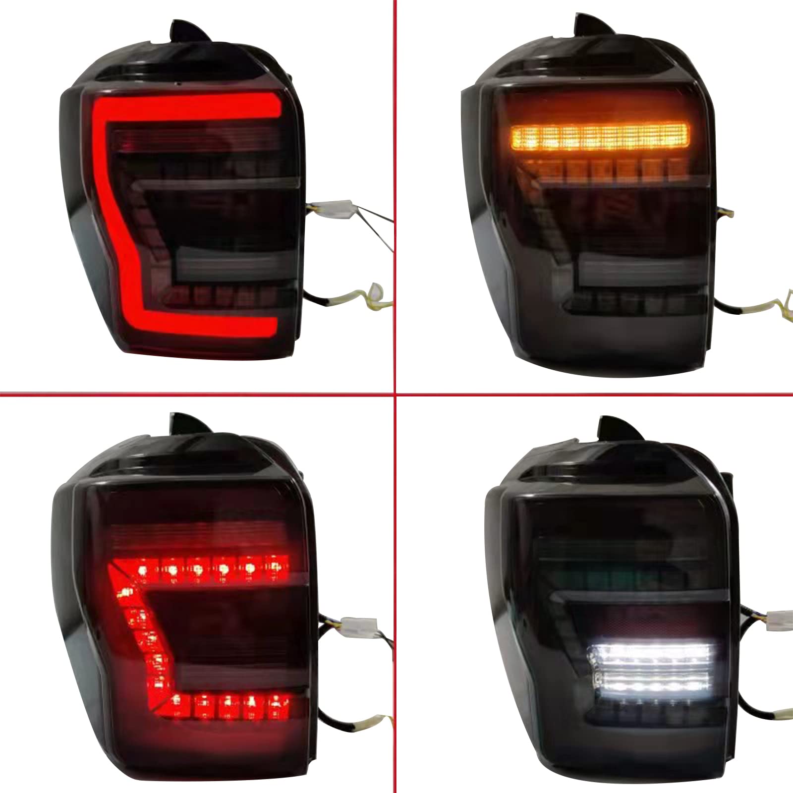 Smoked Black Sequential LED Tail Light Assembly for Toyota 4Runner 2010-2021 - Fiber Optic Turn Signal, Brake & Reverse Lights - Plug & Play Replacement - Perfect for Off-Roading & Night Driving