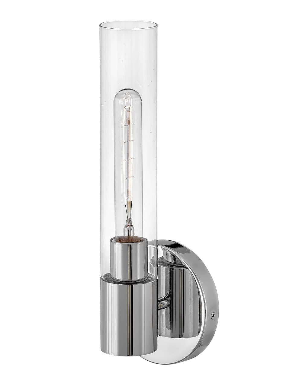 Lark Shea 85400CM Single Bathroom Vanity Light - Cylindrical Clear Glass Wall Sconce, Up or Down Mount - Chrome Finish for Bathroom, Powder Room, or Dressing Area Lighting