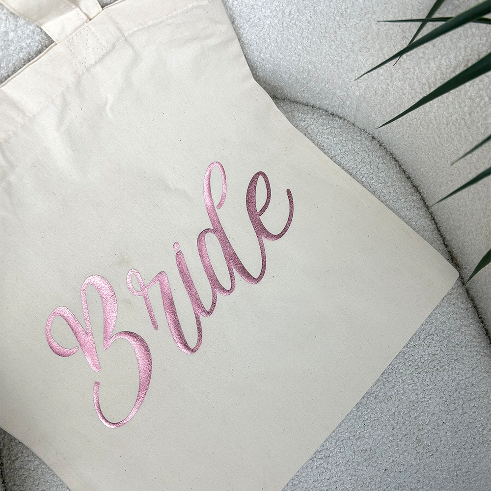 Bride Puffy Script Tote Bag - Stylish Wedding Gift & Bridal Shower Accessory for Bachelorette Parties, Honeymoon Travel, and Beach Day Essentials