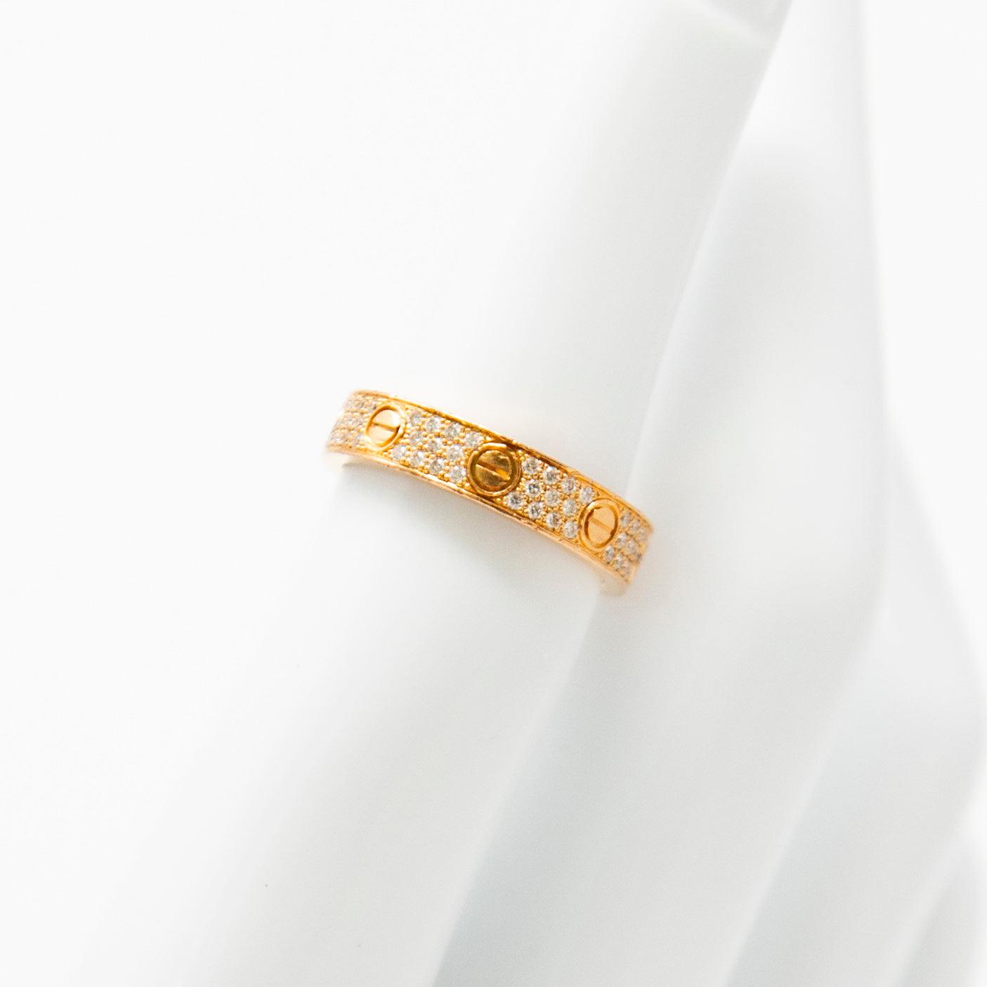 Cartier 18k White Gold Pave Diamond Love Ring - Size 50 (US 5.25) - Luxury Wedding Band for Women - Perfect for Engagement, Anniversary & Special Occasions