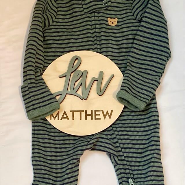 Personalized Baby Name Announcement Disc - Custom Newborn Photo Prop, Hospital Birth Sign & Unique Baby Shower Gift for Gender Reveal, Nursery Decor & First Birthday Party